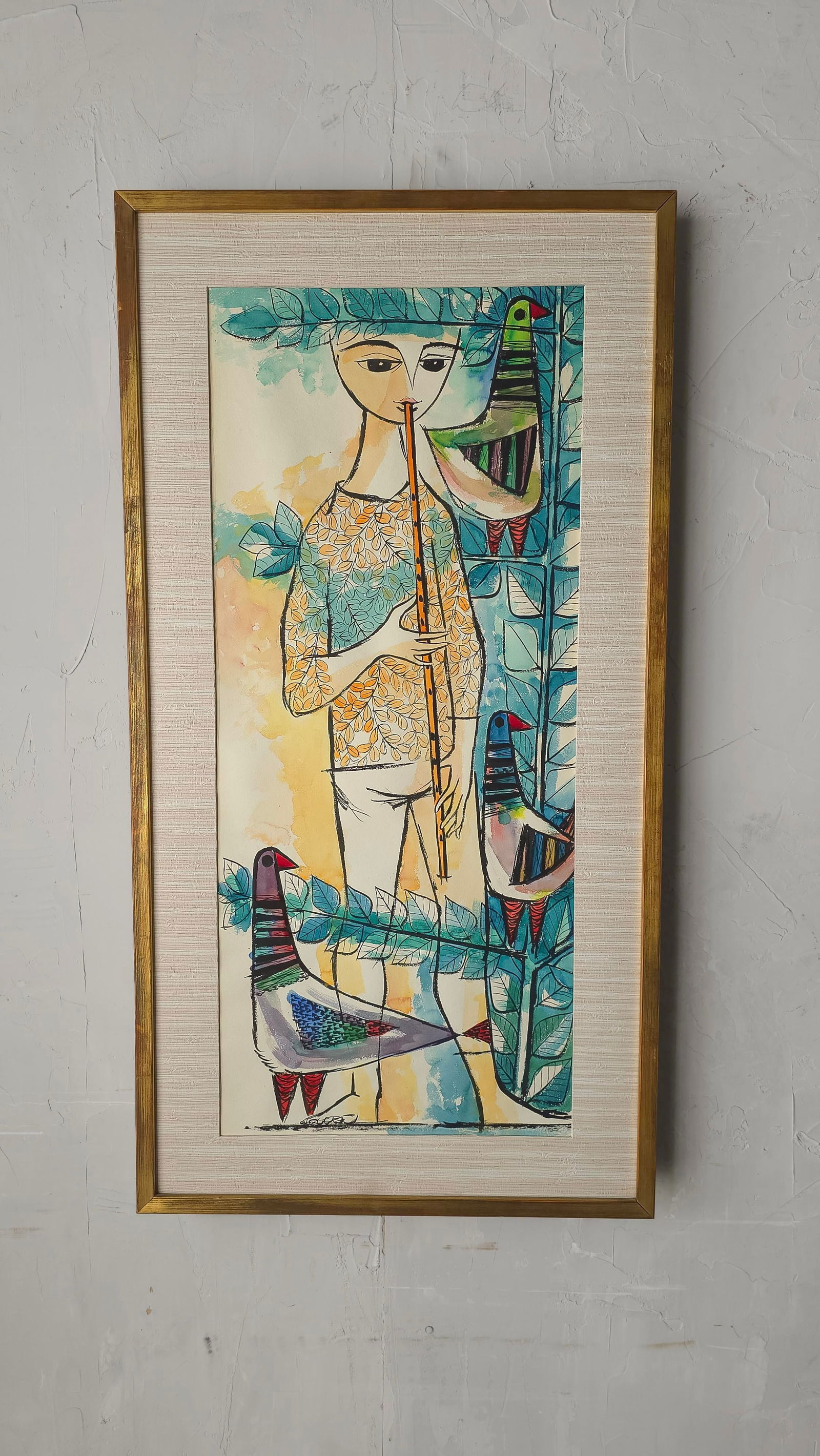 Pair of Whimsical European Mid Century Watercolor Paintings - 9