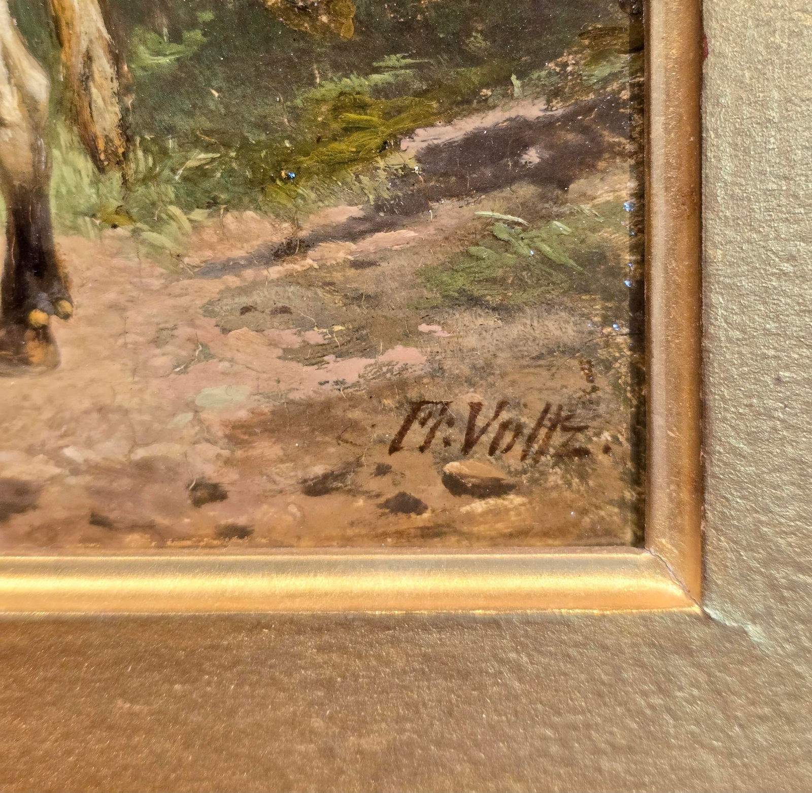 Friederich Voltz -Cows in a Farm Landscape- 19th Century Oil Painting - 5