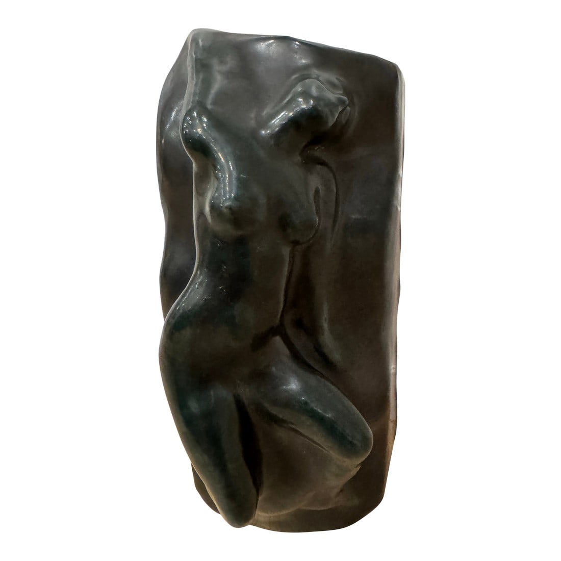 1926 Peter David Edstrom Art Deco Nude Ceramic Sculpture: Elevate your collection with this rare 1926 Art Deco sculpture by the renowned Swedish-American artist Peter David Edstrom (1873–1938). This striking and heavy piece features a stylized nude