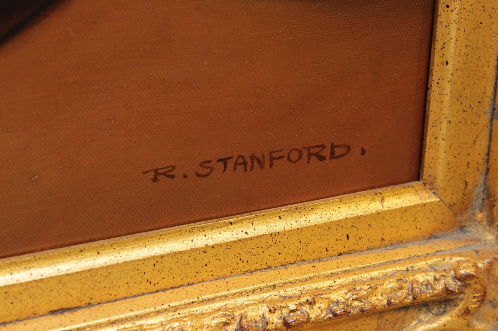 Artist Signed Portrait of Lady in Red Dress Painting on Canvas - 5