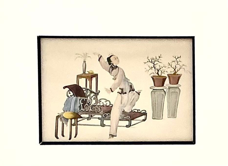 Set of Chinese Export Watercolor Paintings on Paper, Framed - 4