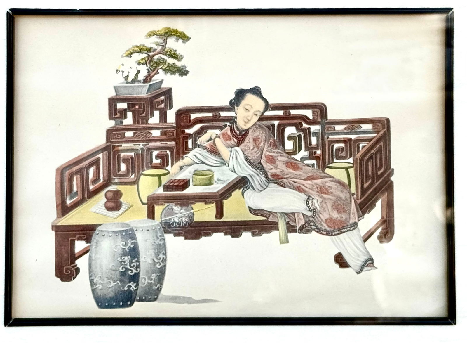 Set of Chinese Export Watercolor Paintings on Paper, Framed - 5