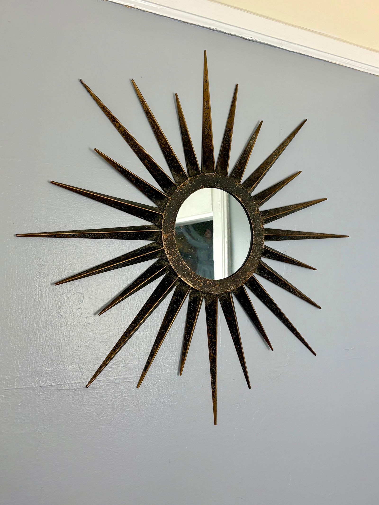 Mid 20th Century Modern Metal Starburst Wall Mirror - 2