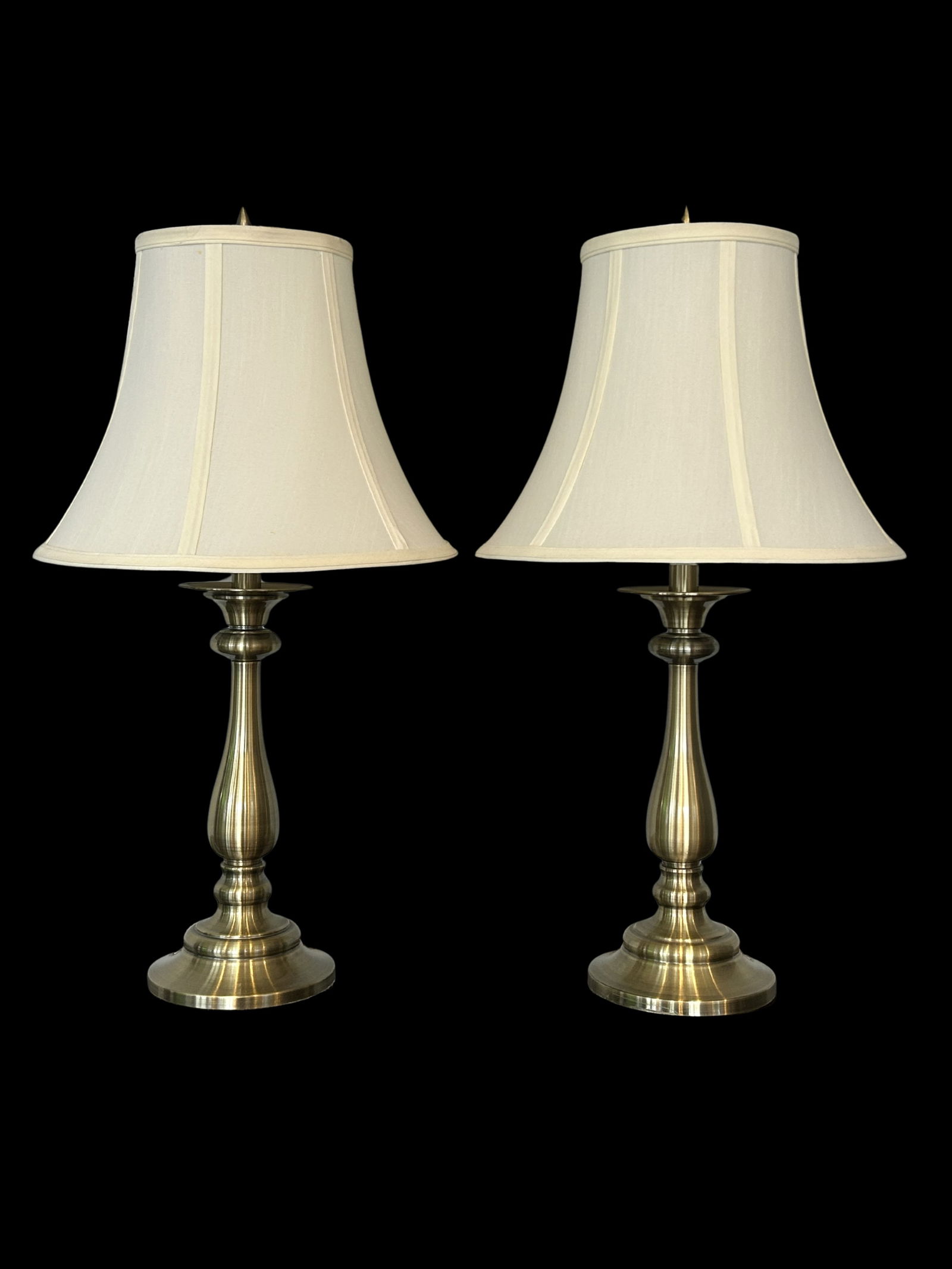 Vintage Stiffel Brass Table Lamps With Original Shades – Classic Baluster Form Traditional - 2