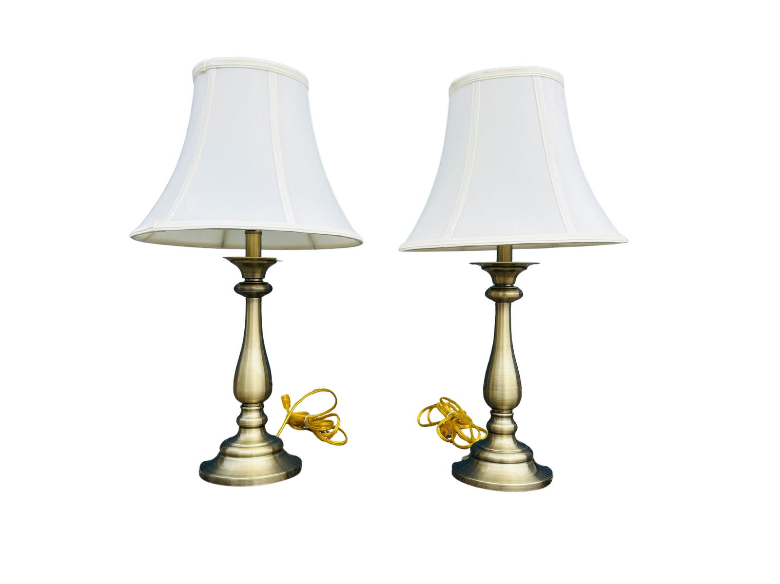 Vintage Stiffel Brass Table Lamps With Original Shades – Classic Baluster Form Traditional - 3