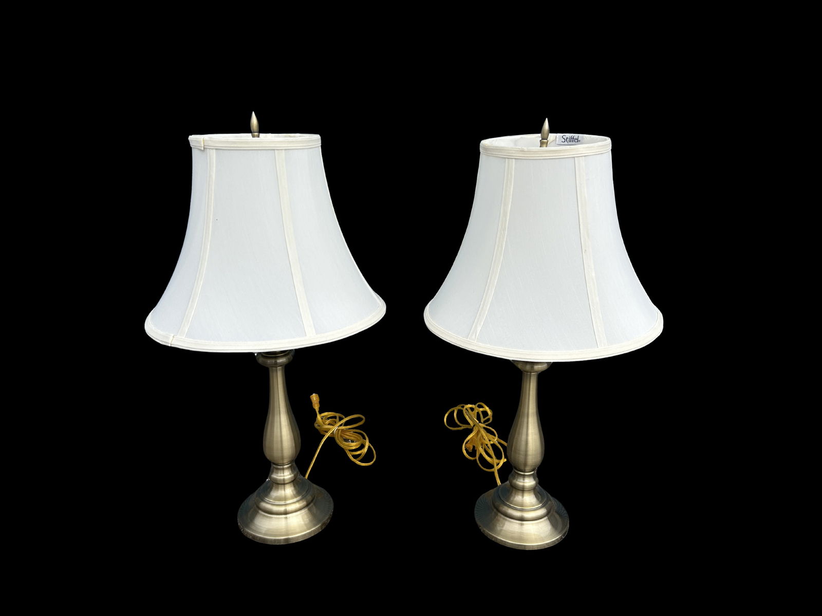 Vintage Stiffel Brass Table Lamps With Original Shades – Classic Baluster Form Traditional - 5