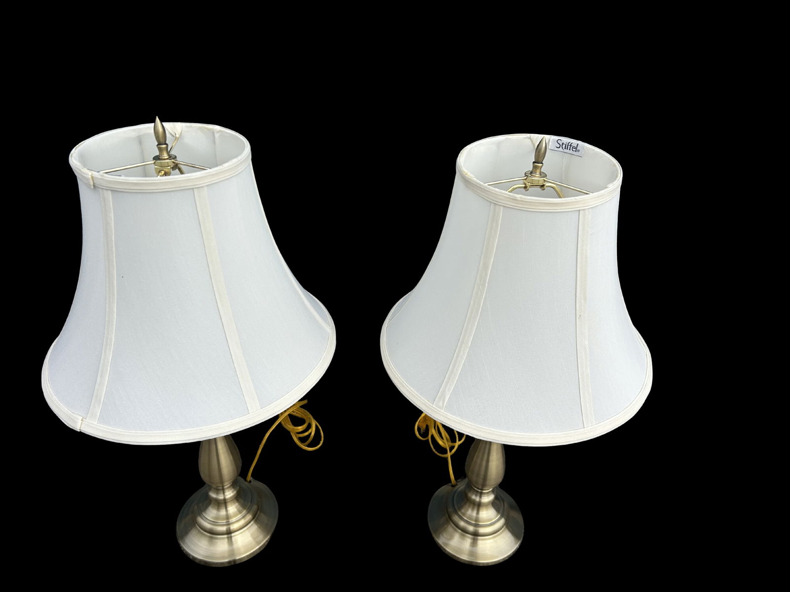 Vintage Stiffel Brass Table Lamps With Original Shades – Classic Baluster Form Traditional - 7