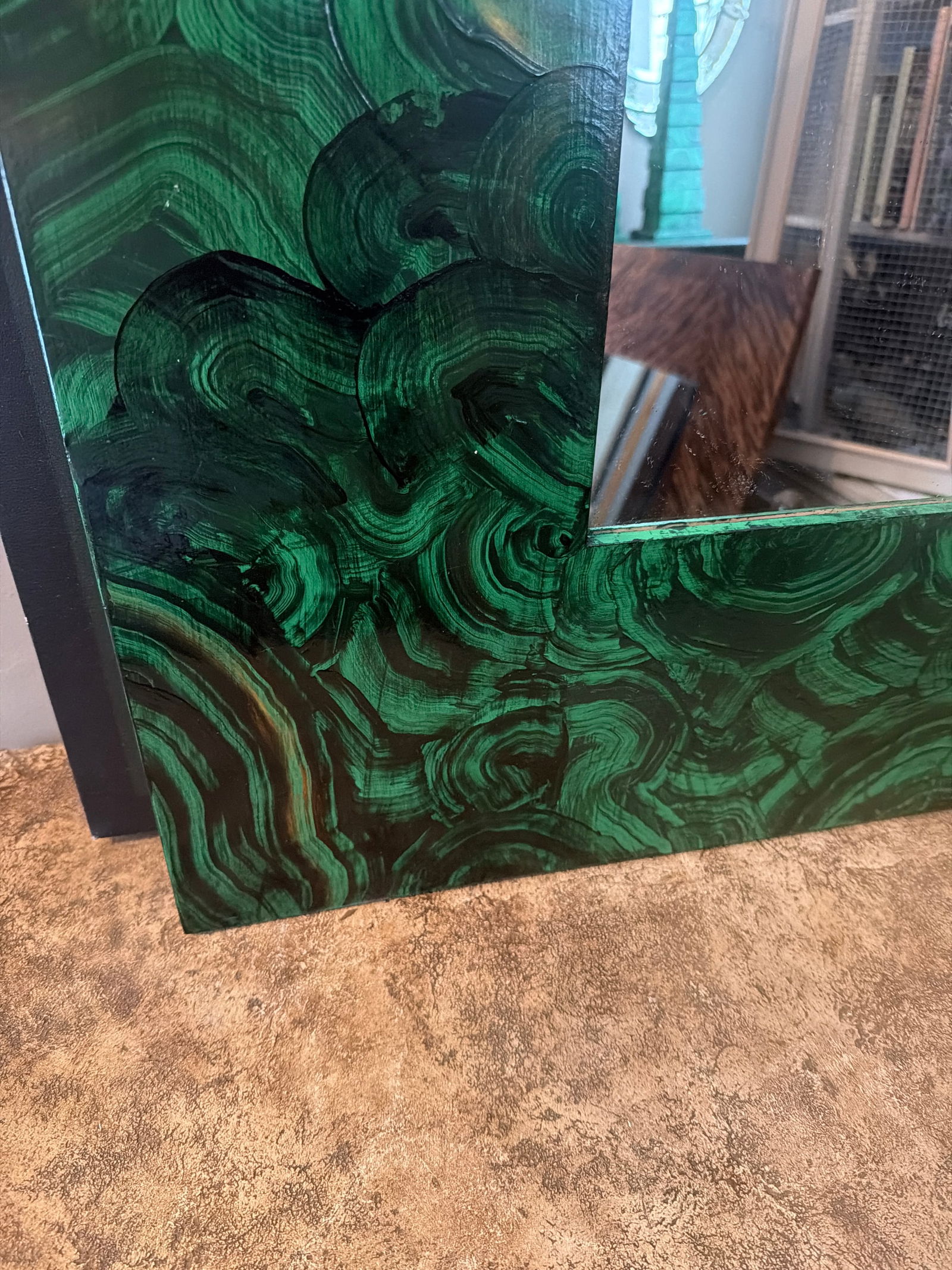 Irwin and Lane Faux Malachite Green Wall or Hall Mirror - 5