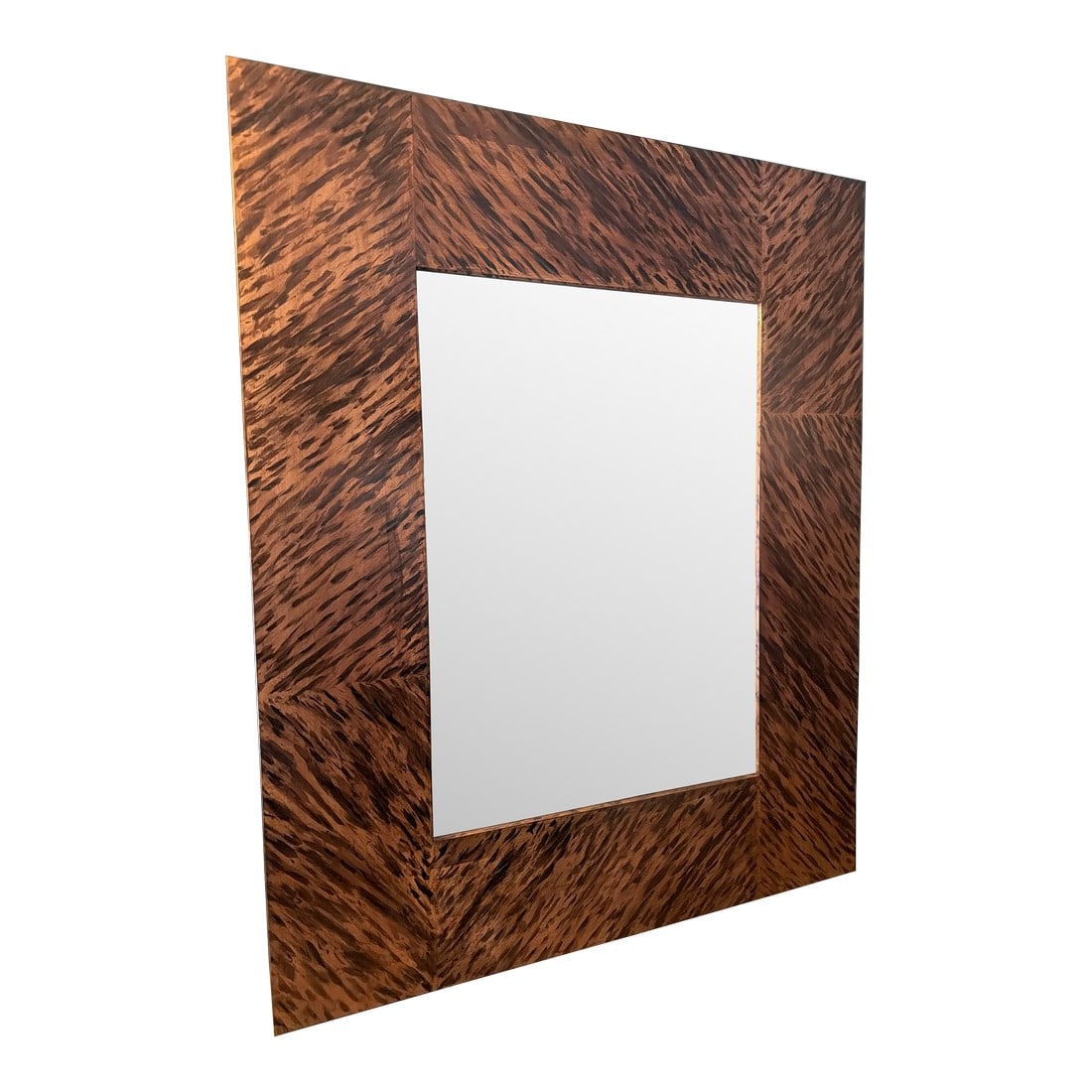 Irwin and Lane Hand Made and Hand Painted Faux Tortoiseshell Modern Mirror: A very stylish and well executed hall or wall mirror. Perfect for the entry above a console table or in the sitting room. Condition: Alterations: Original Condition Unaltered Imperfections: Some