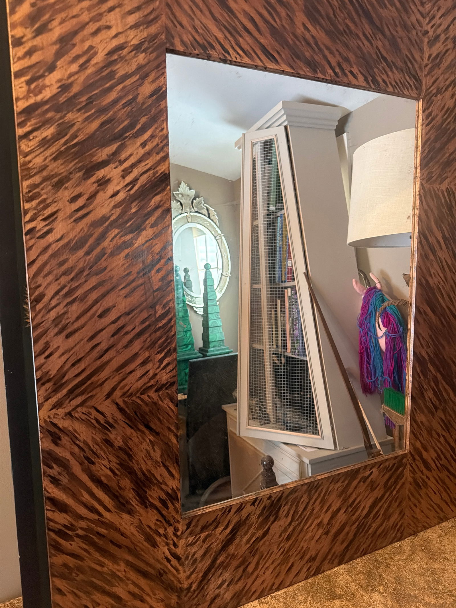 Irwin and Lane Hand Made and Hand Painted Faux Tortoiseshell Modern Mirror - 2