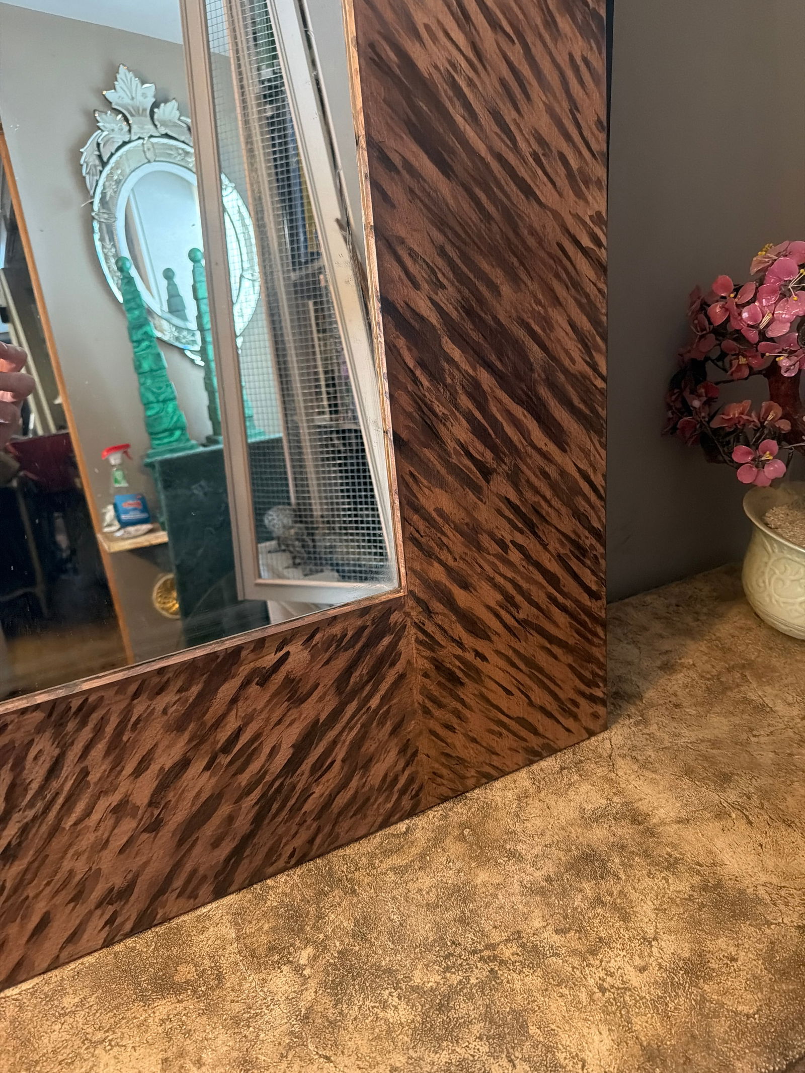 Irwin and Lane Hand Made and Hand Painted Faux Tortoiseshell Modern Mirror - 5