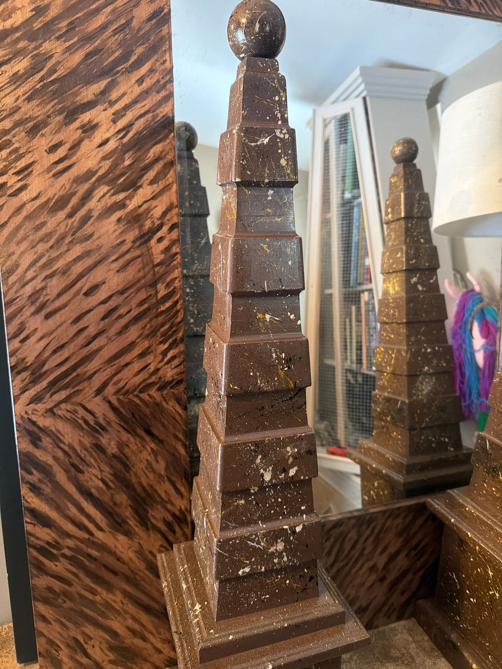 A Pair of Irwin and Lane Faux Porphyr Reticulated Obelisks - 3