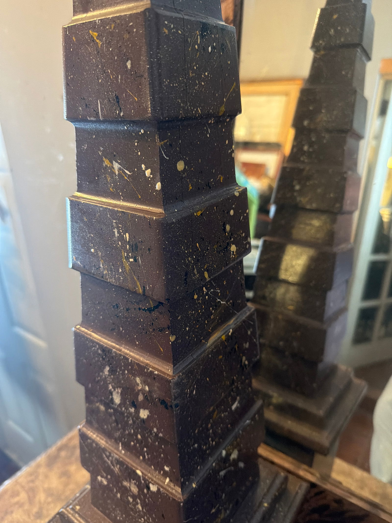 A Pair of Irwin and Lane Faux Porphyr Reticulated Obelisks - 5