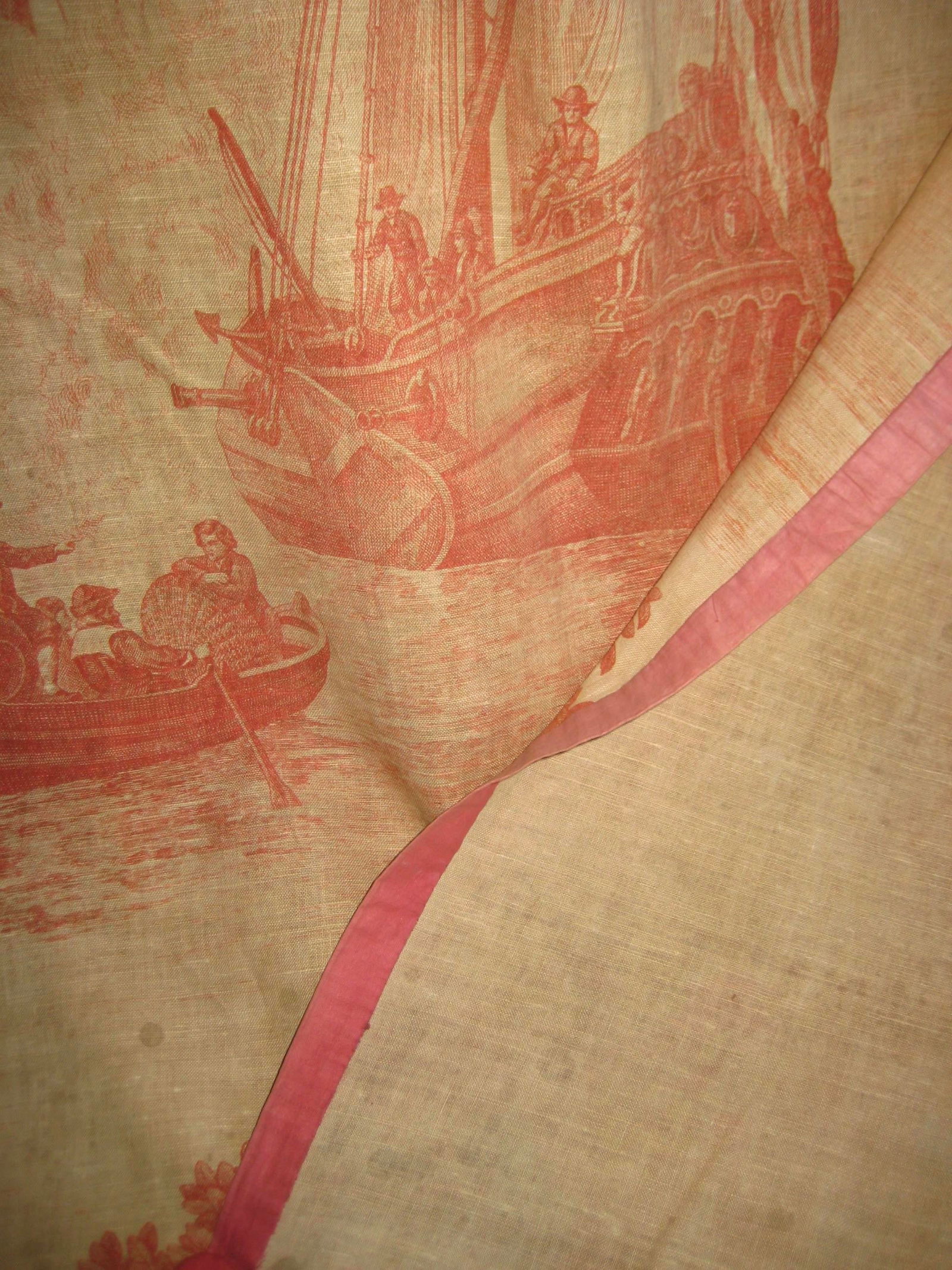 French Toile Wall Hanging Tapestry Harbor Scene 18 Century - 16