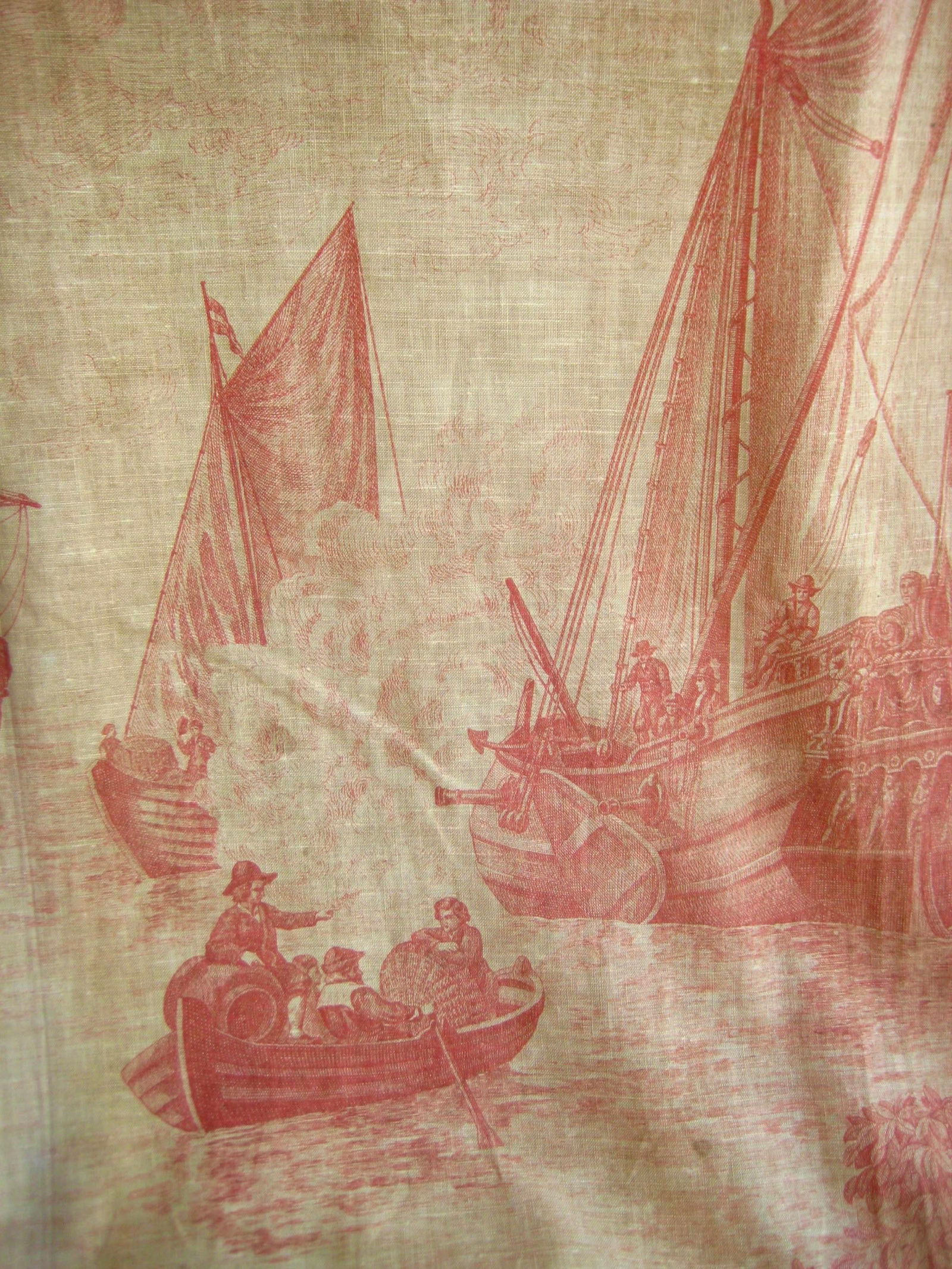 French Toile Wall Hanging Tapestry Harbor Scene 18 Century - 6