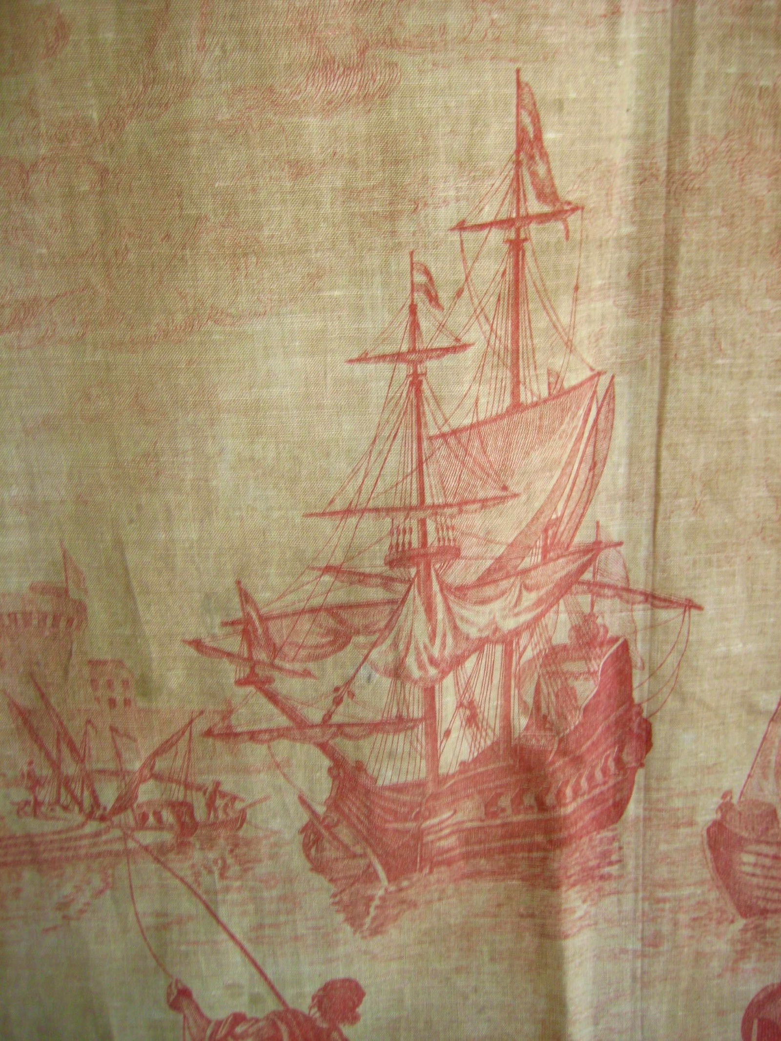 French Toile Wall Hanging Tapestry Harbor Scene 18 Century - 7