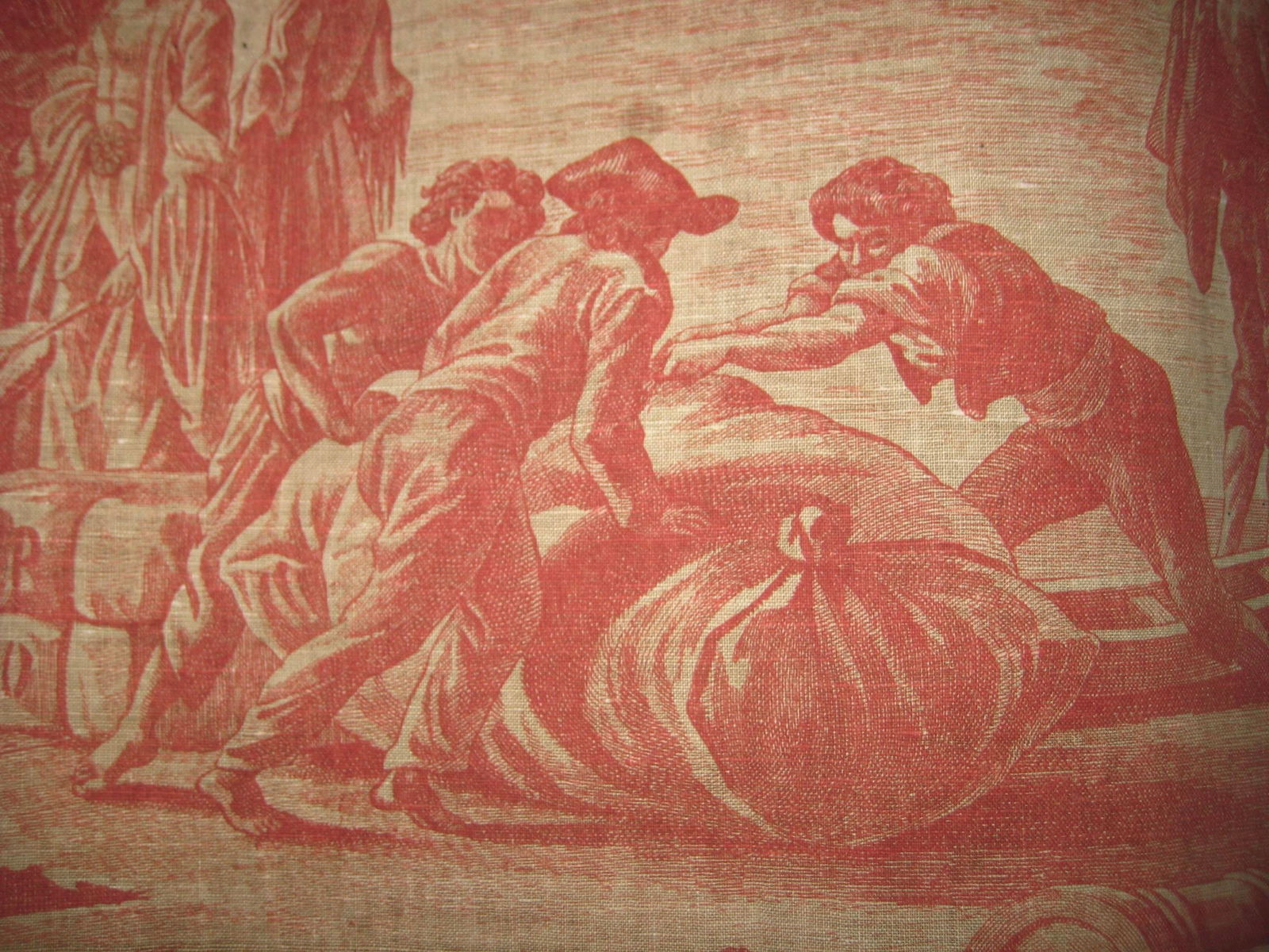 French Toile Wall Hanging Tapestry Harbor Scene 18 Century - 9