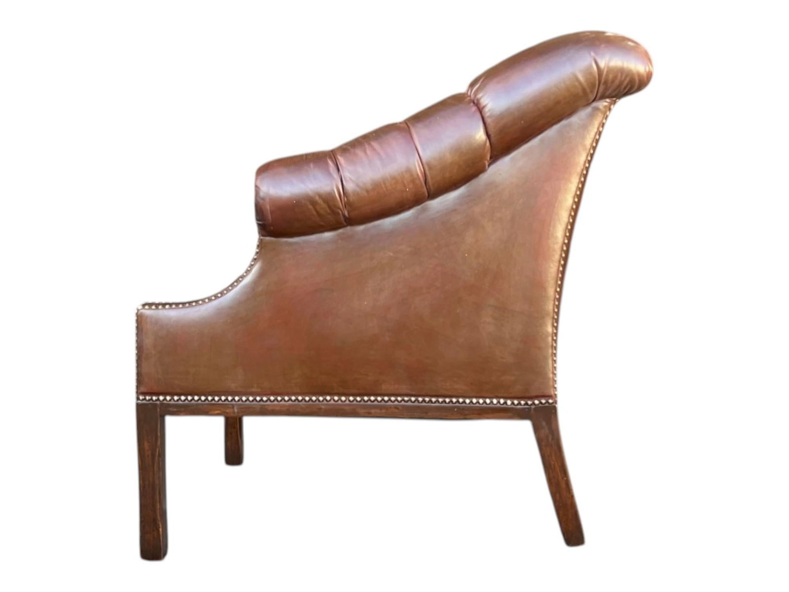 1960s Pair English Traditional Tufted Leather Club Chairs With Nailhead Trim - 10