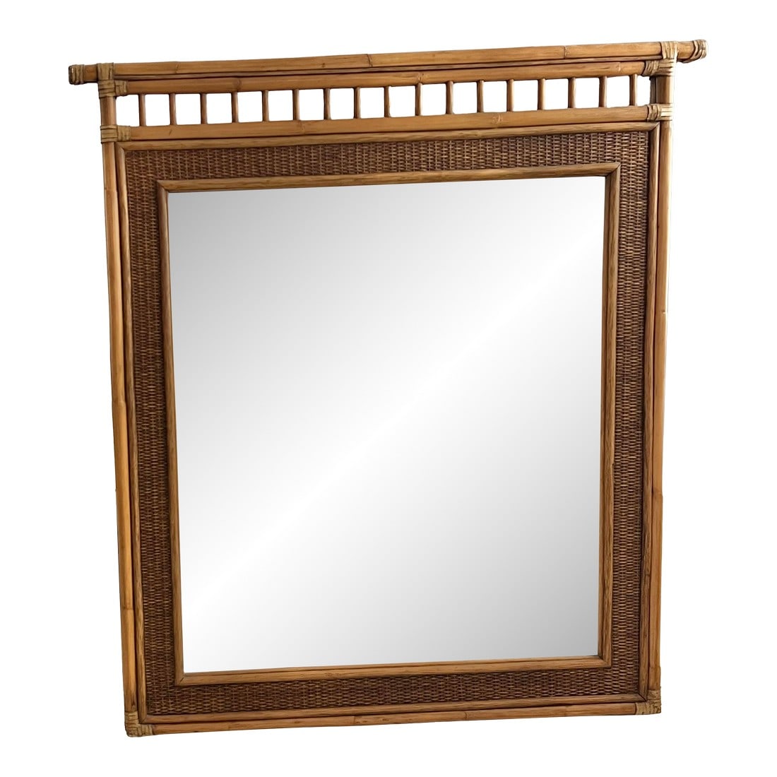 Mid 20th Century Large Coastal Bamboo Mirror (1 of 4)