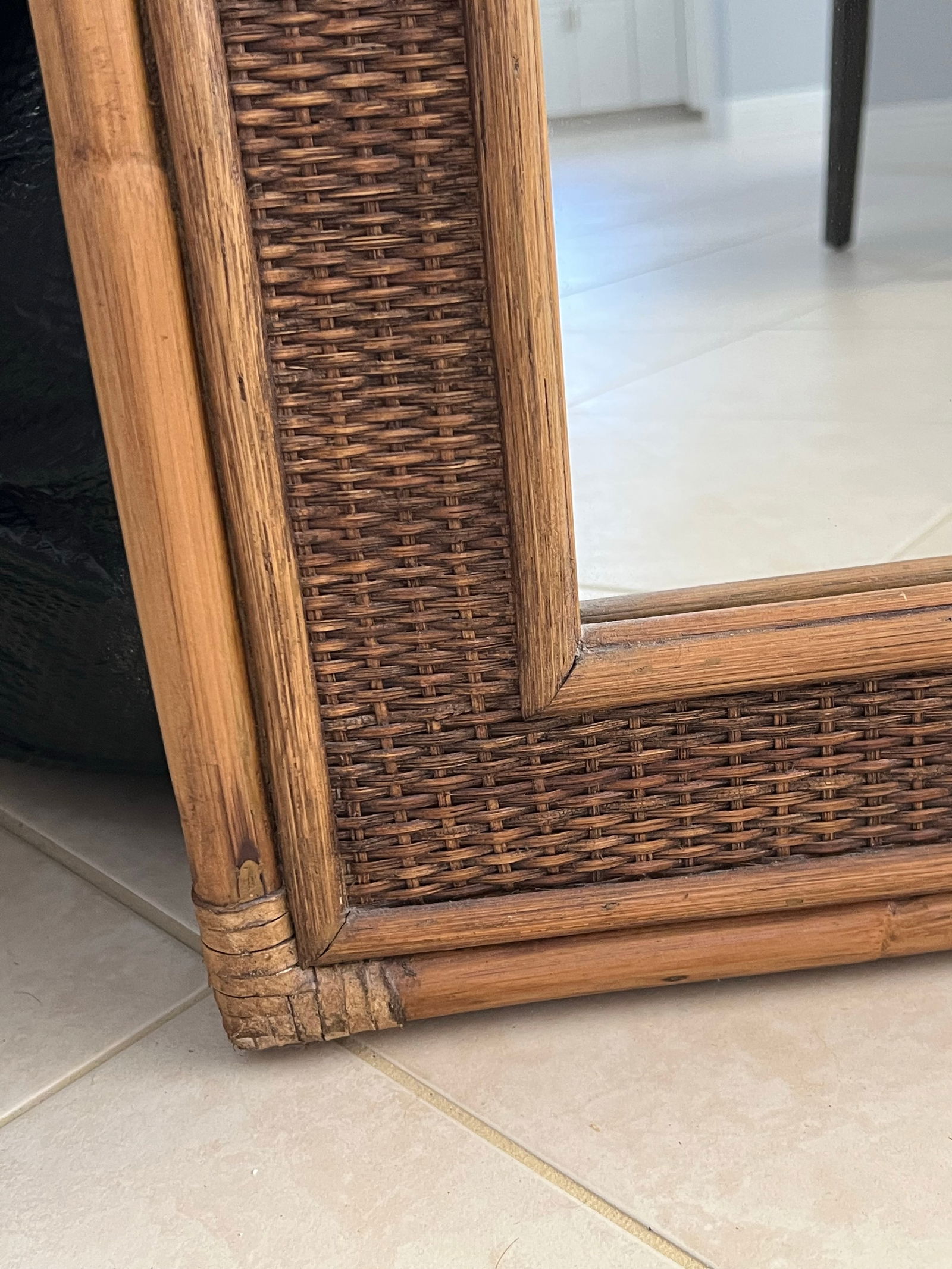 Mid 20th Century Large Coastal Bamboo Mirror - 2