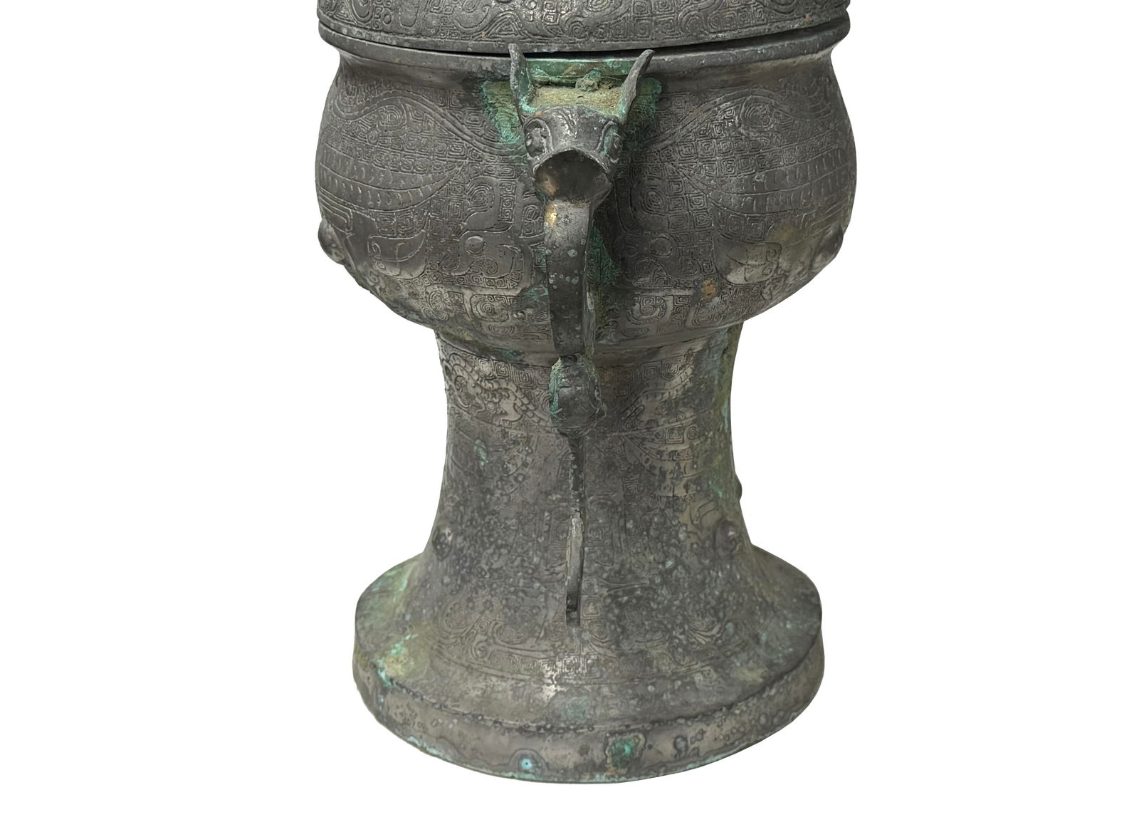 Vintage Look Gray Green Ancient Ding Shape Vessel Holder Display Art - 16