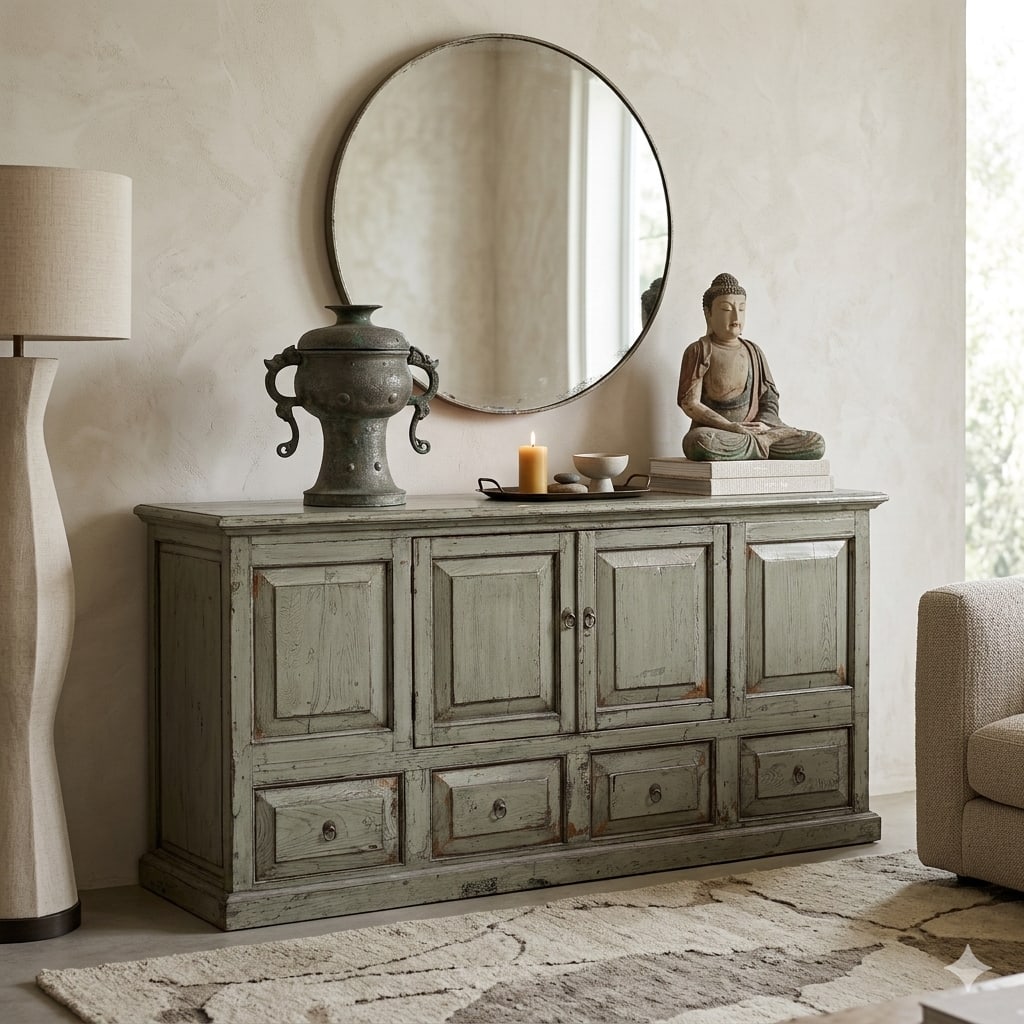 Vintage Look Gray Green Ancient Ding Shape Vessel Holder Display Art - 5