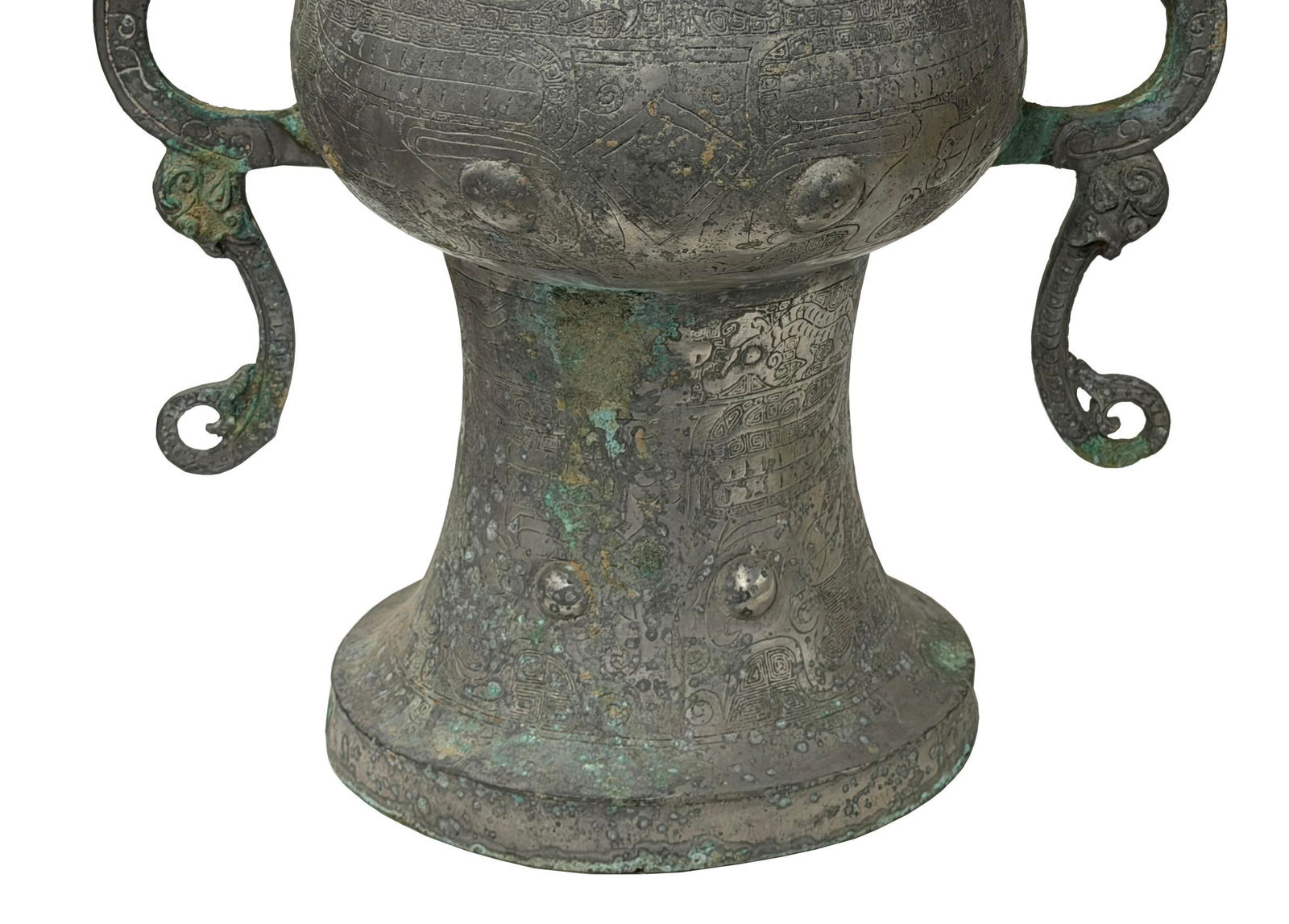 Vintage Look Gray Green Ancient Ding Shape Vessel Holder Display Art - 9