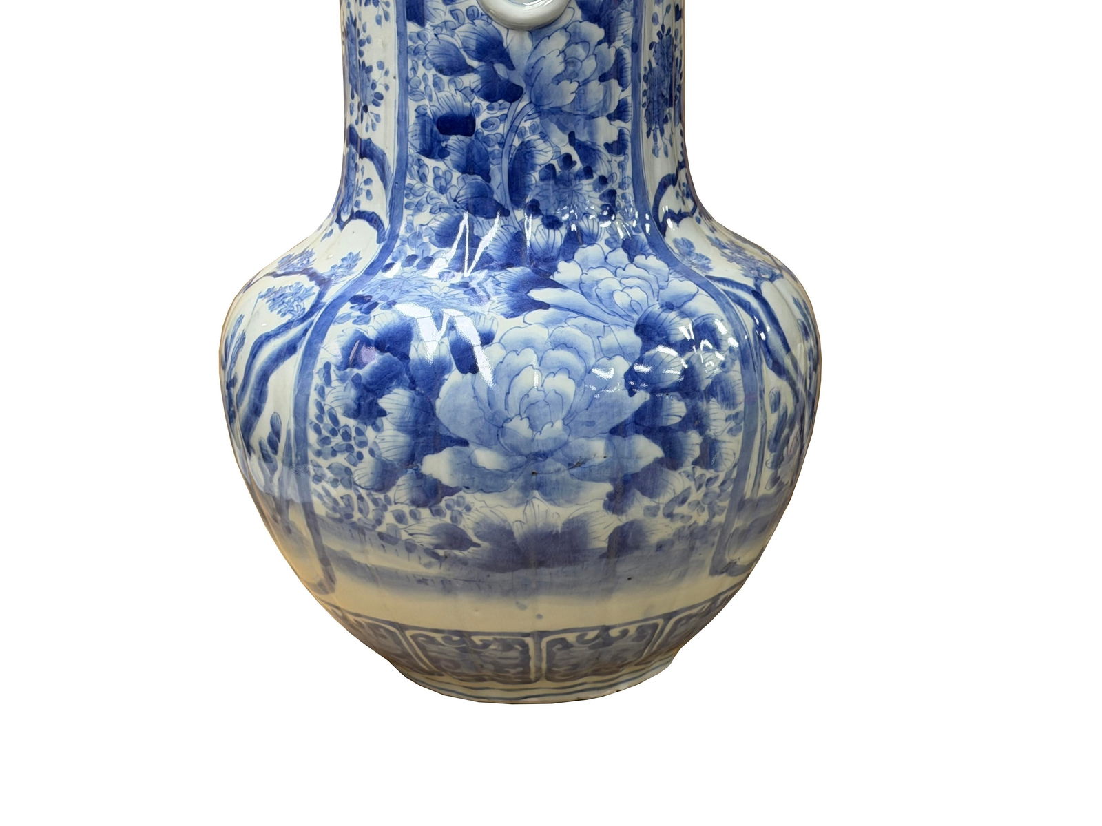 Oriental Pale Blue & White Porcelain Bulbous Shape Flower Vase - 16