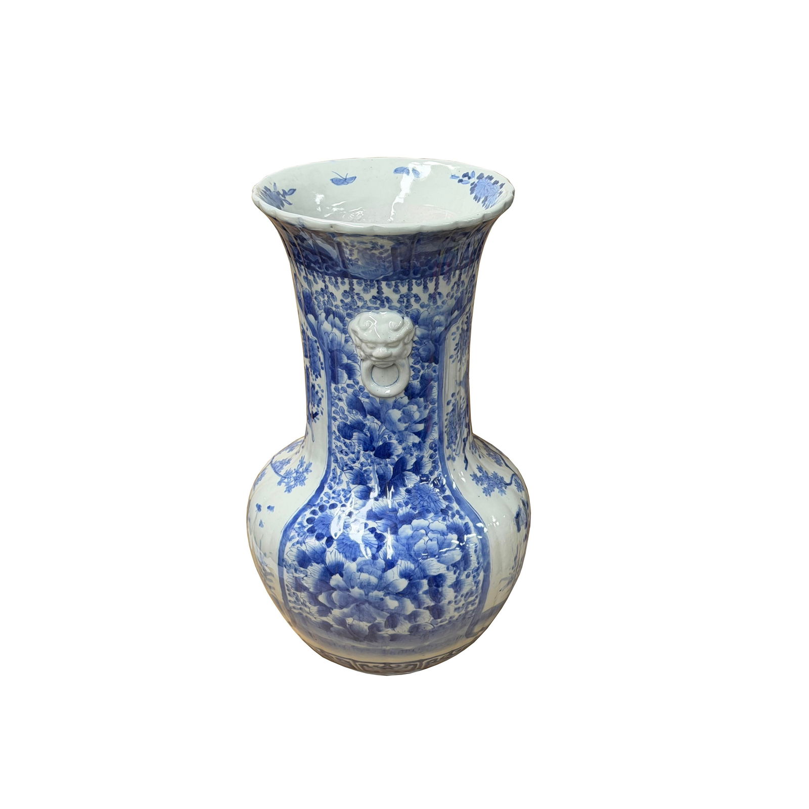Oriental Pale Blue & White Porcelain Bulbous Shape Flower Vase - 2
