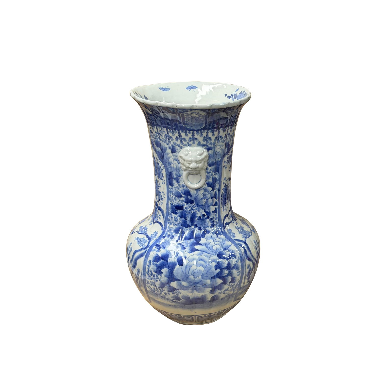 Oriental Pale Blue & White Porcelain Bulbous Shape Flower Vase - 4