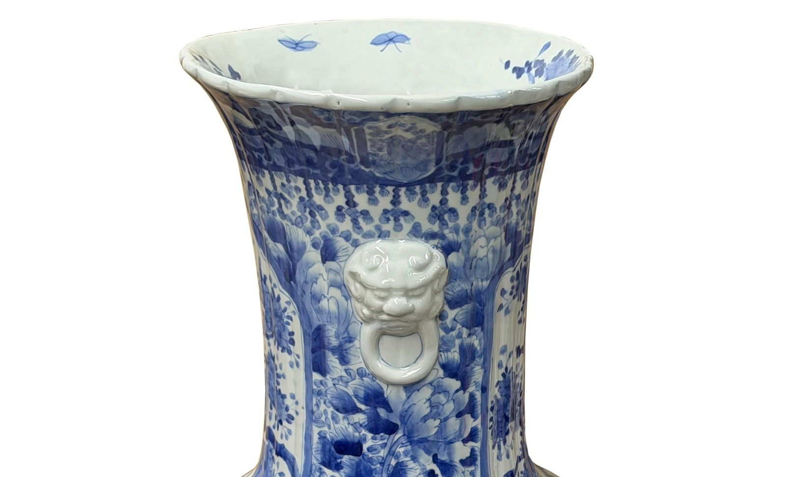 Oriental Pale Blue & White Porcelain Bulbous Shape Flower Vase - 7