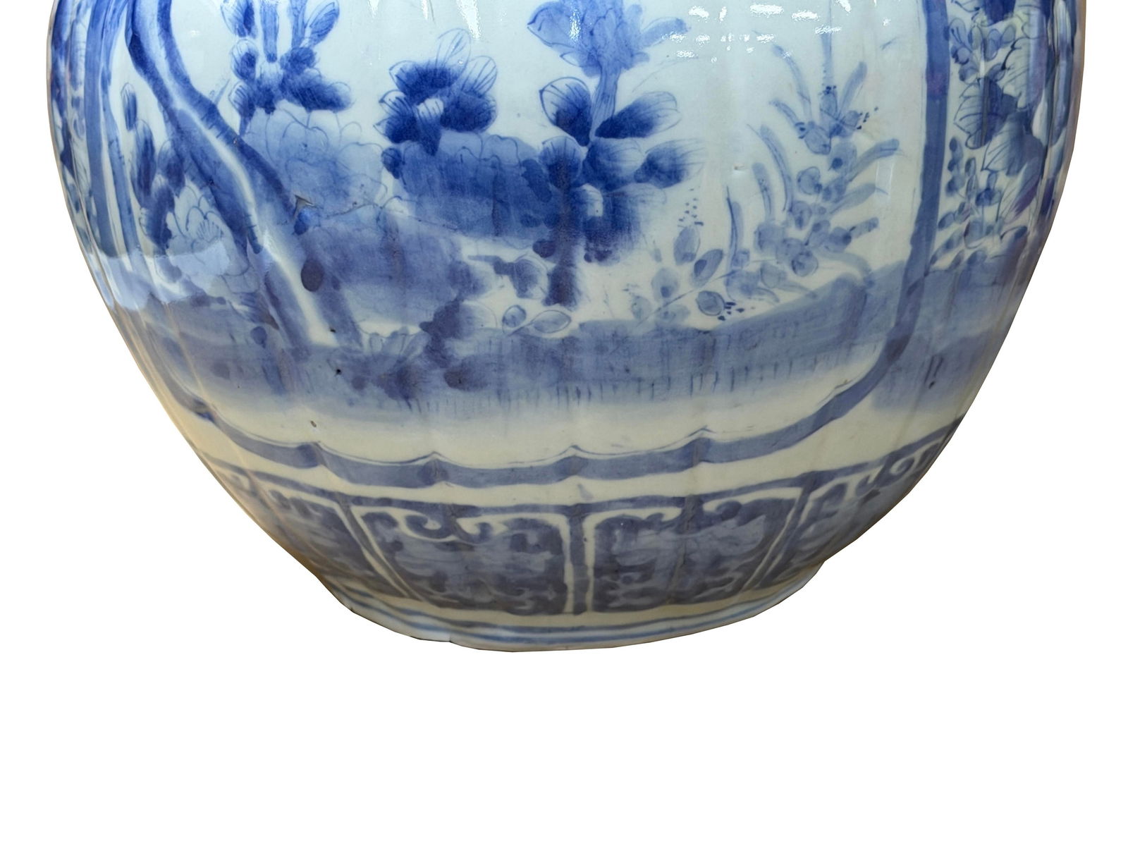 Oriental Pale Blue & White Porcelain Bulbous Shape Flower Vase - 9