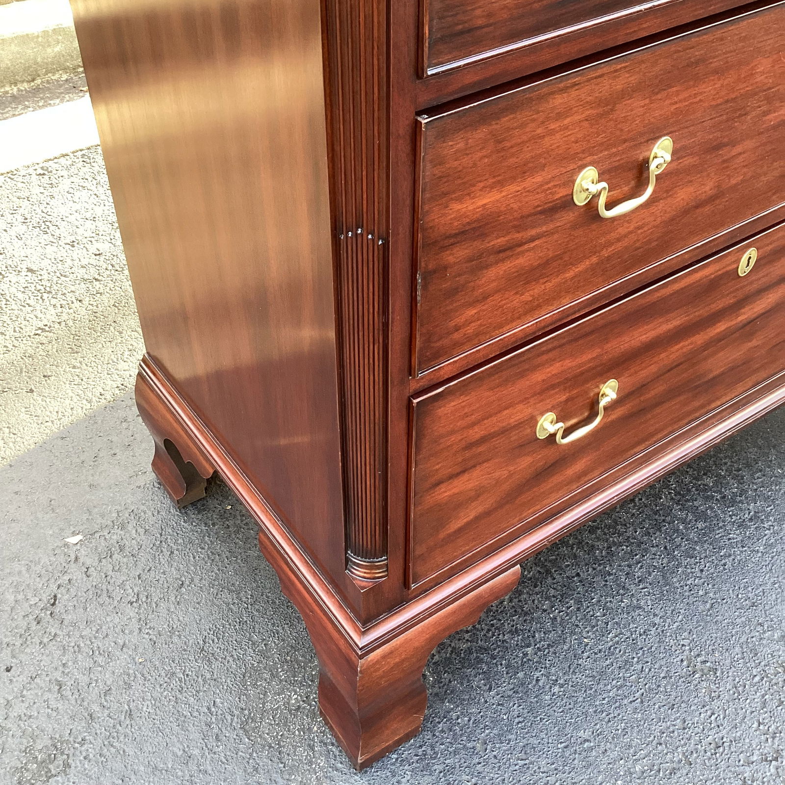 1980s Henkel Harris Genuine Mahogany Tall Chest of Drawers, Chippendale Style – Finish 29 - 12