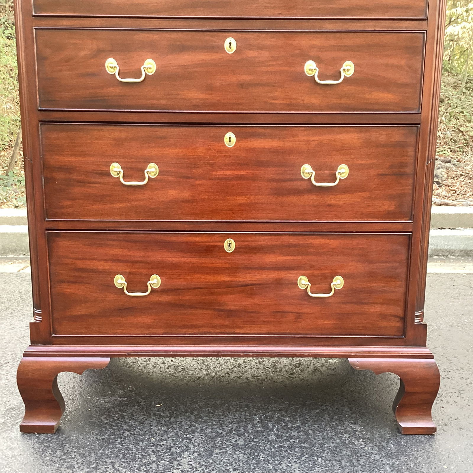 1980s Henkel Harris Genuine Mahogany Tall Chest of Drawers, Chippendale Style – Finish 29 - 8