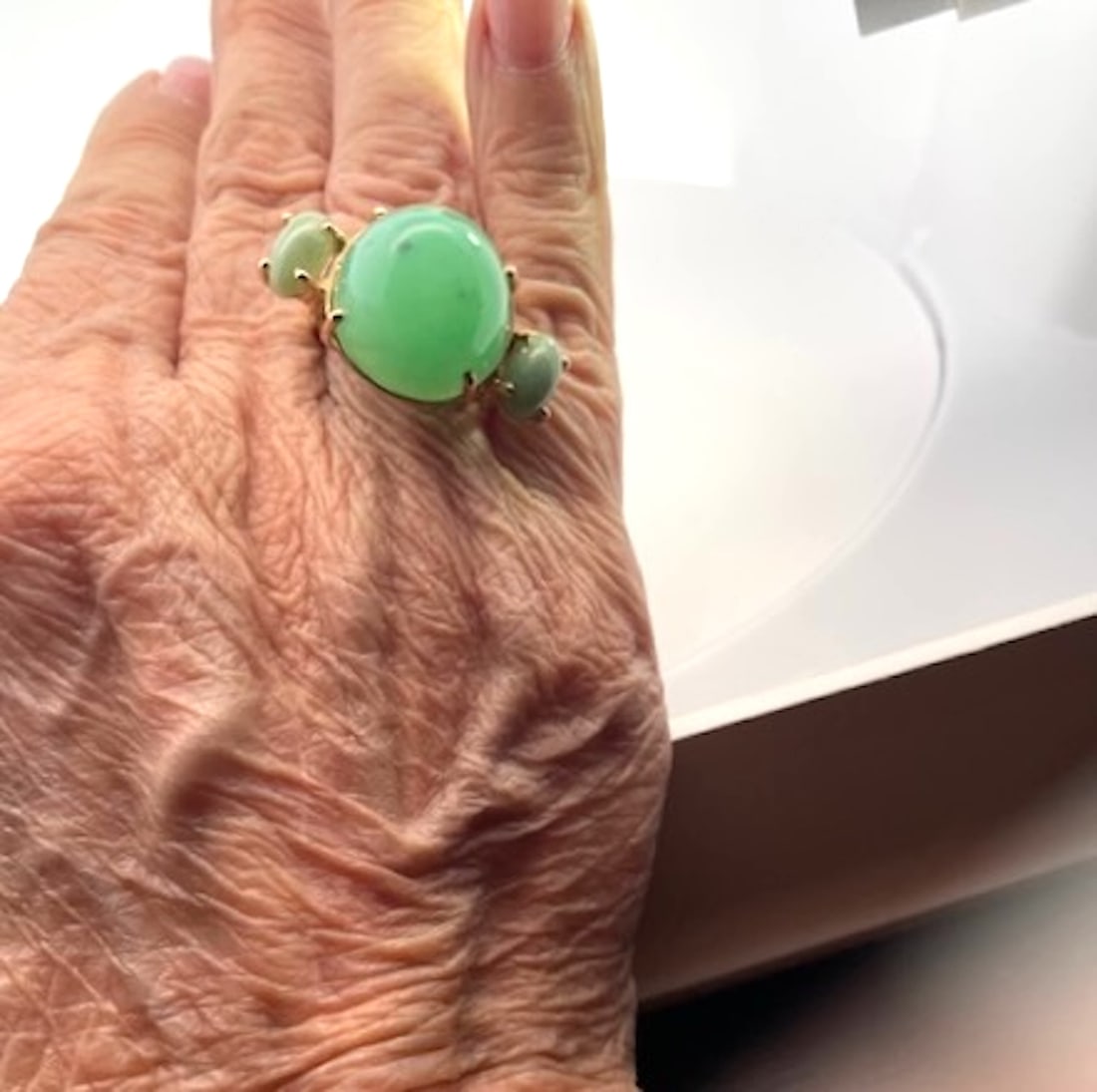 Chrysoprase Bullet Ring, Size 7 - 3