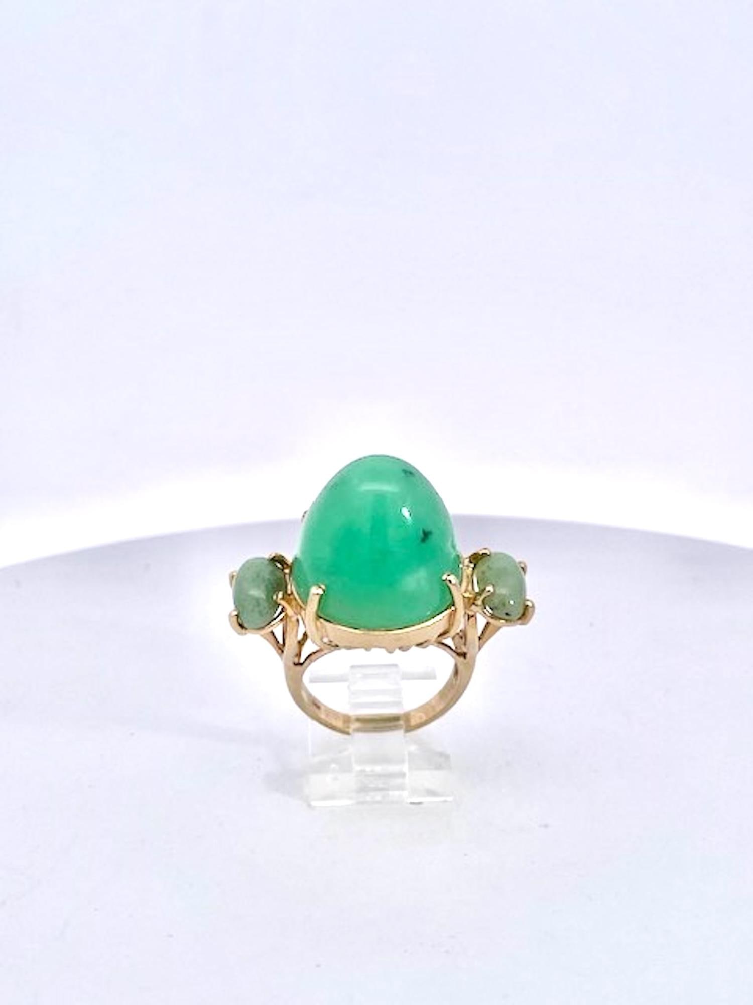 Chrysoprase Bullet Ring, Size 7 - 4