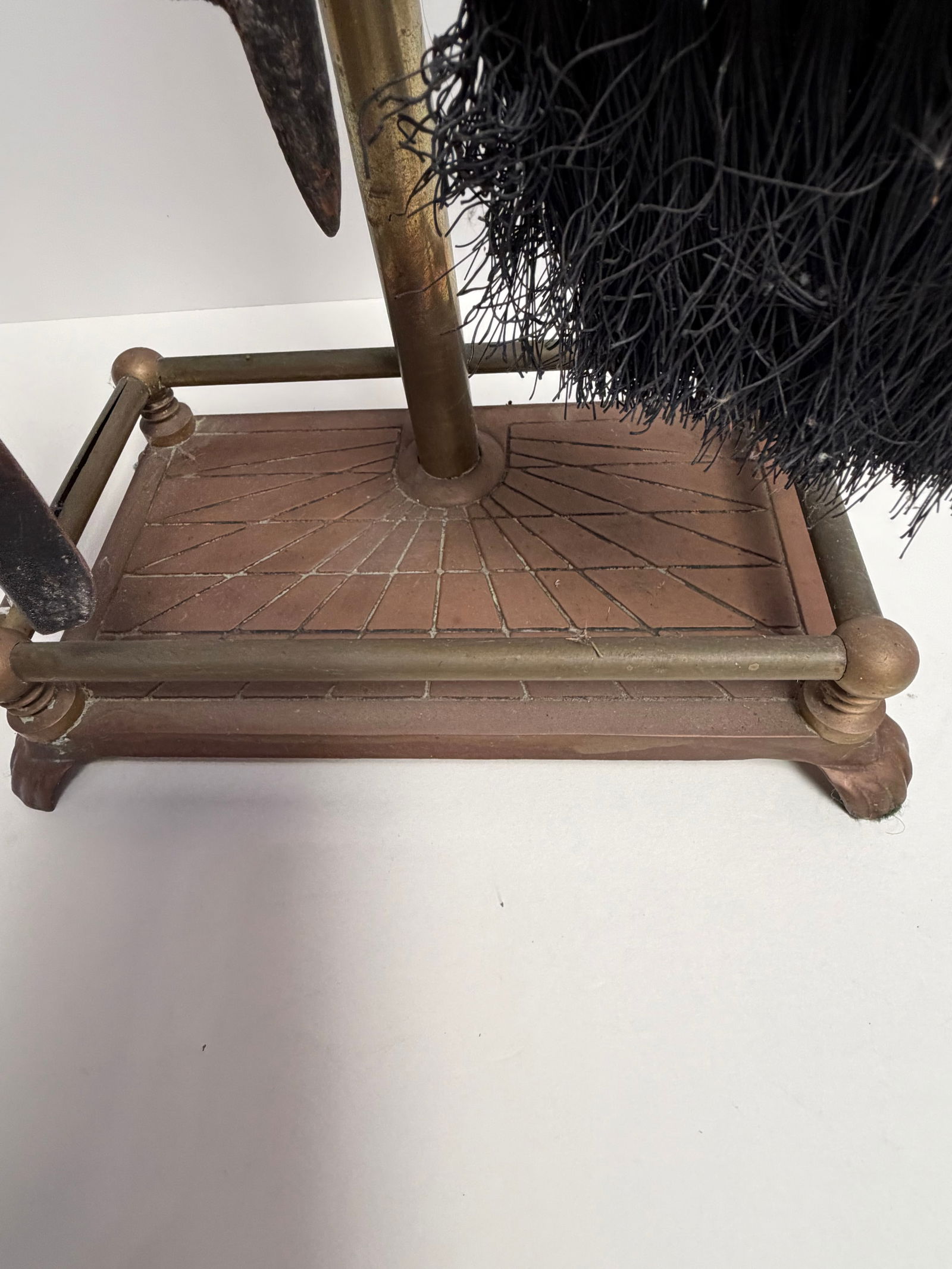 Vintage Brass Unicorn MCM Fireplace Tool Set 3-Pc + Extra Topper 31" - 8