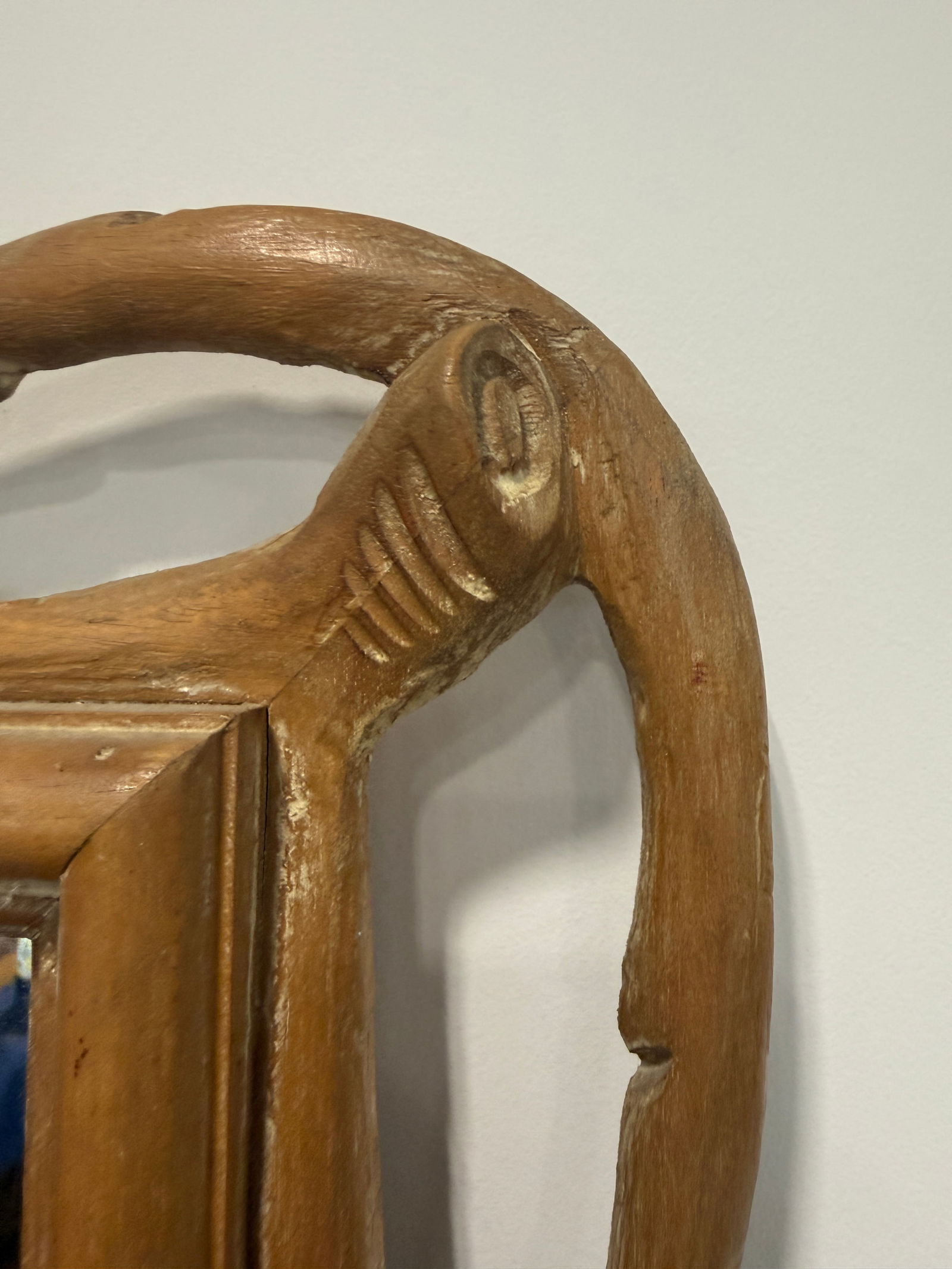 Italian Faux Bois Wall Mirror With Carved Wood Frame, Rustic Style - 2