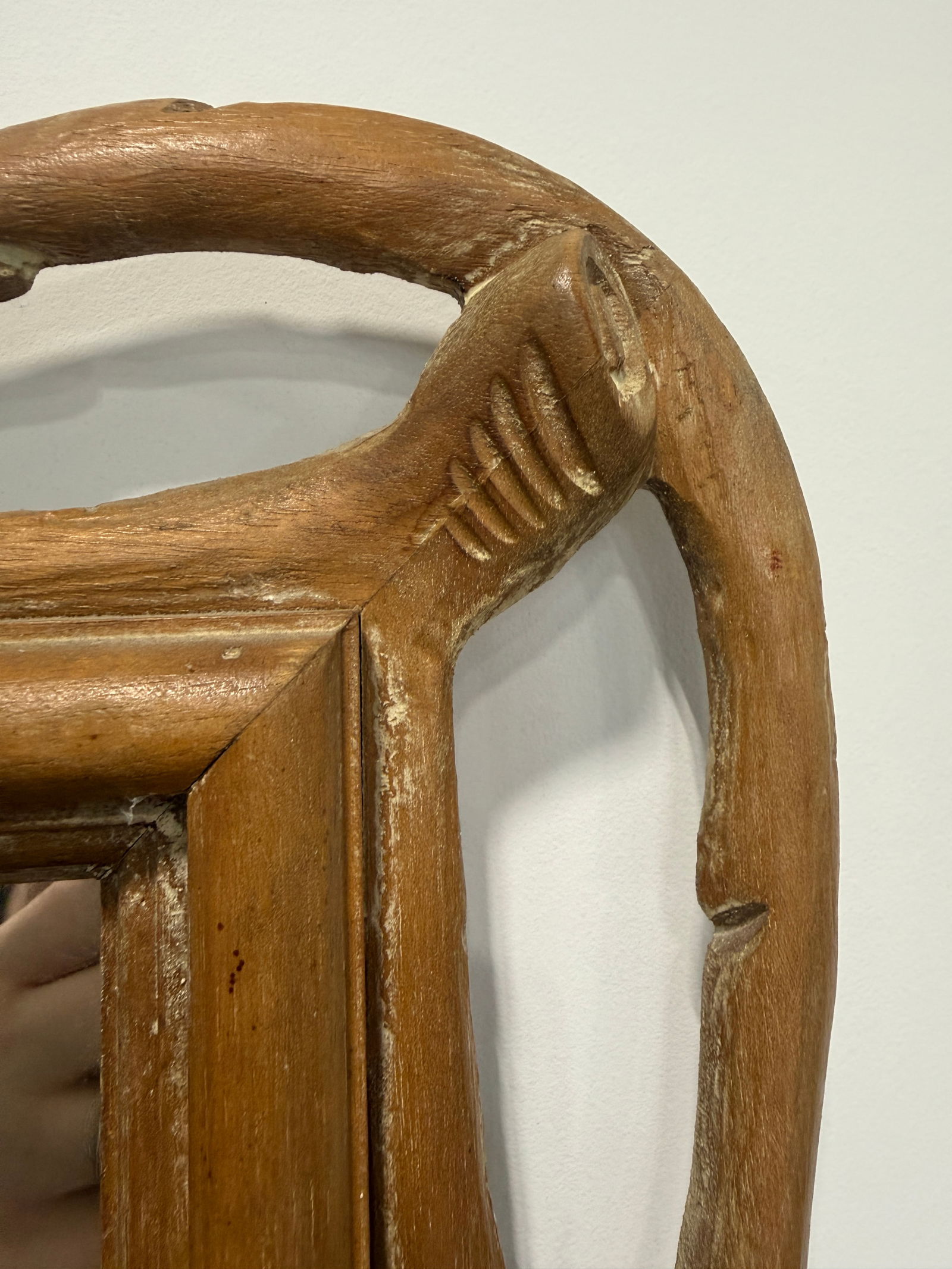 Italian Faux Bois Wall Mirror With Carved Wood Frame, Rustic Style - 4