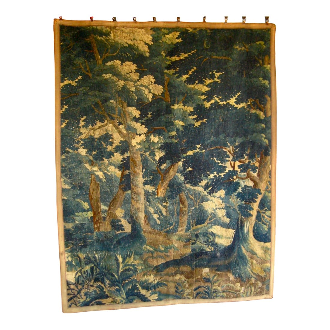 Flemish Tapestry Verdure Scene of a Forest XVIII Century: This lovely and pleasant piece has no birds , no animals , just plants and trees , the pictures brings you in a forest and really gives you the feeling you are walking under tress , the lighting is