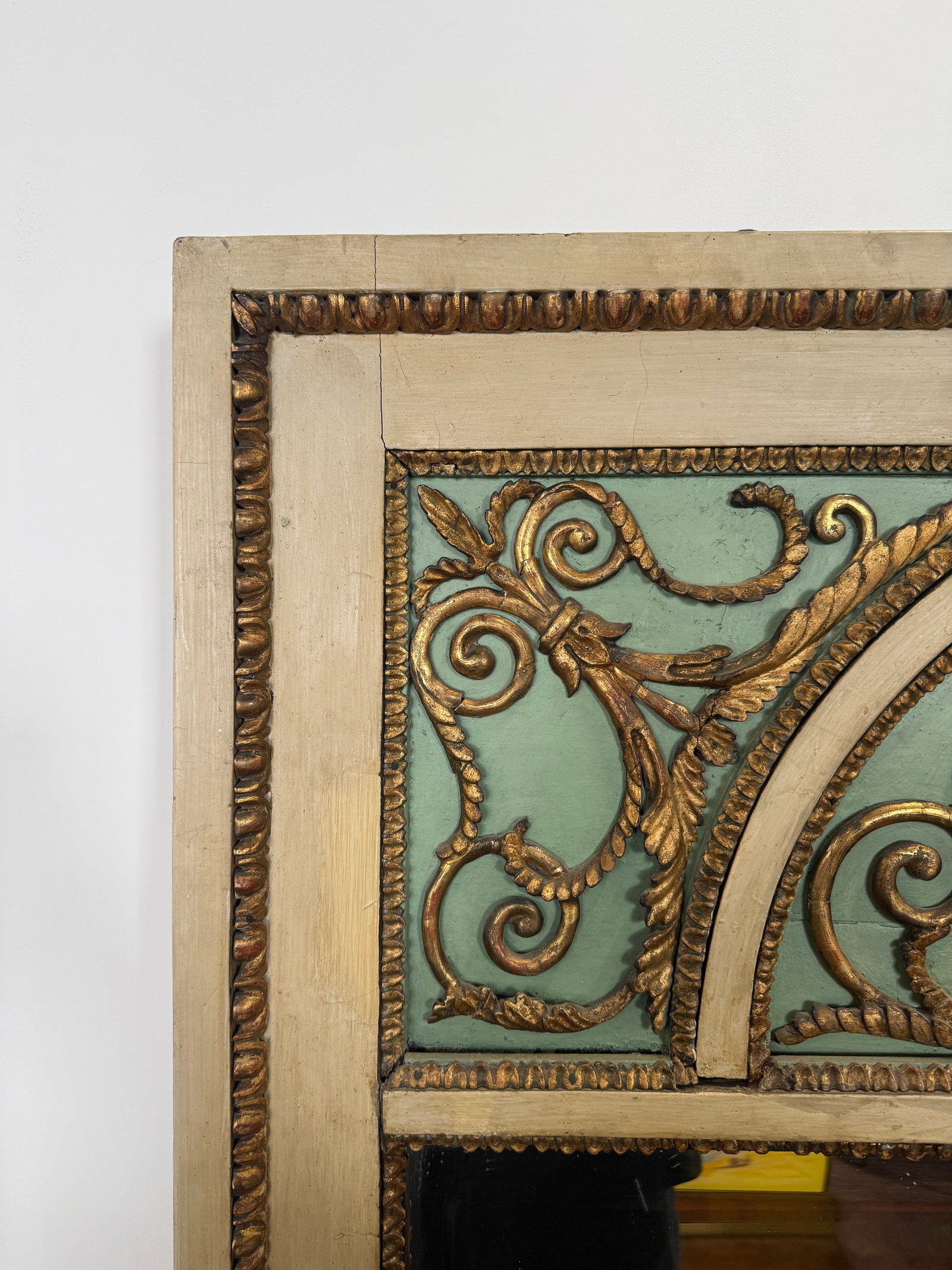 19th Century, French Louis XVI Painted and Giltwood Overmantel Mirror - 7