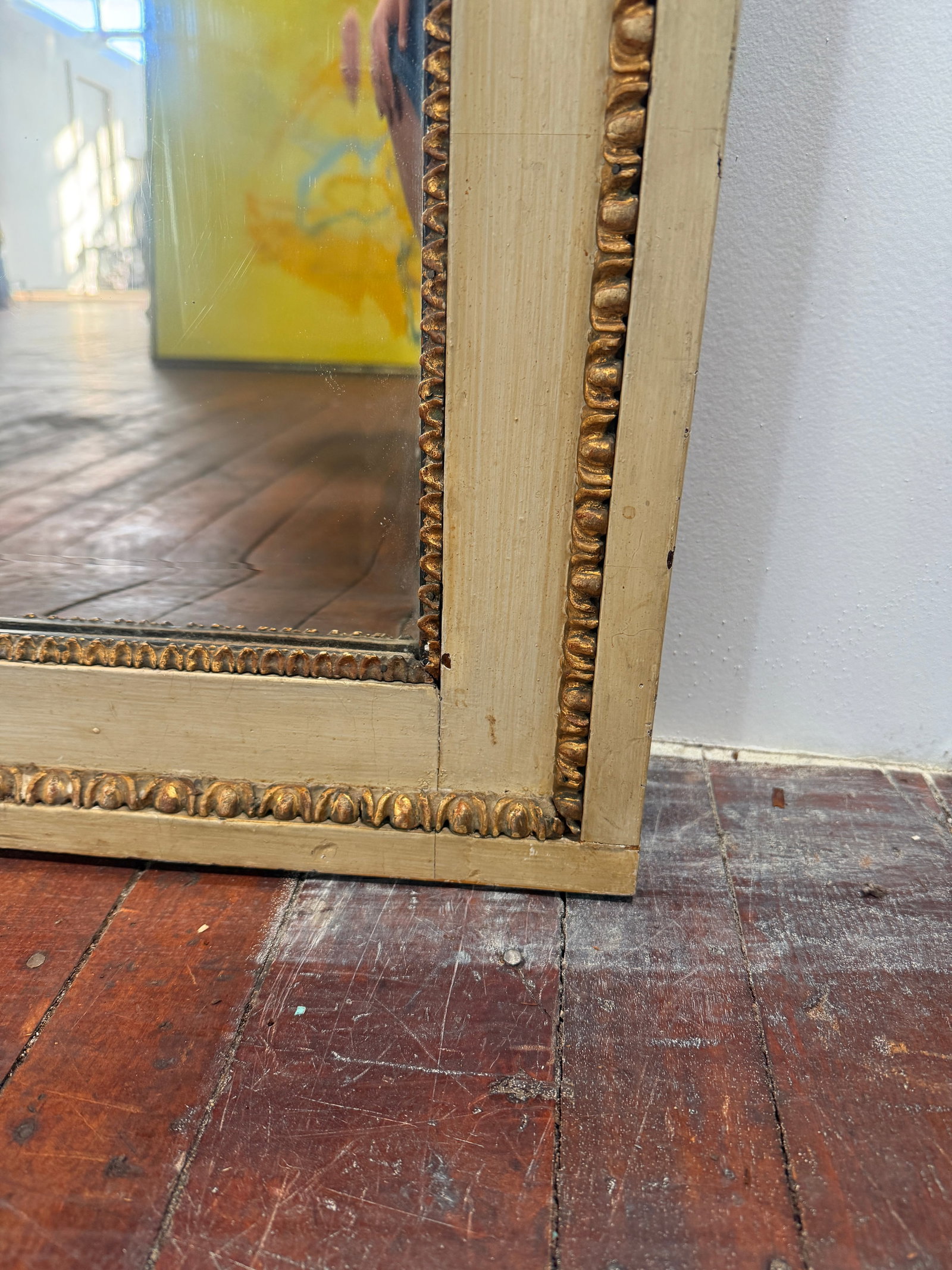 19th Century, French Louis XVI Painted and Giltwood Overmantel Mirror - 9