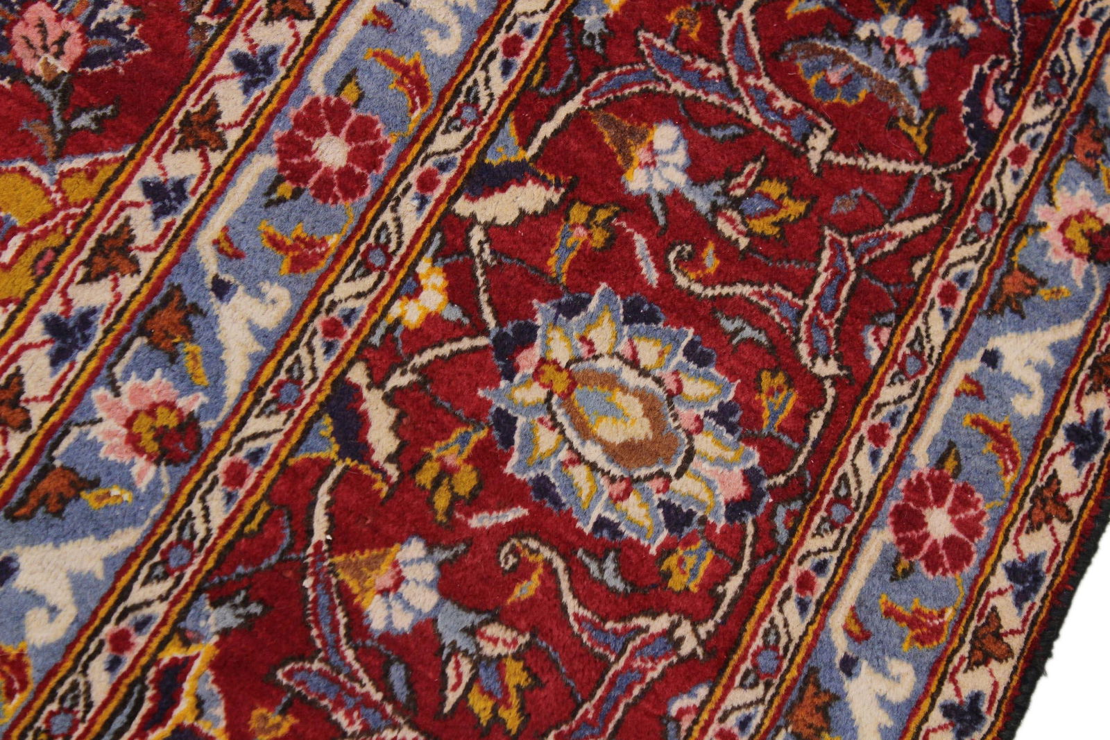 Vintage Handmade Blue Wool Rug With Medallion - 5