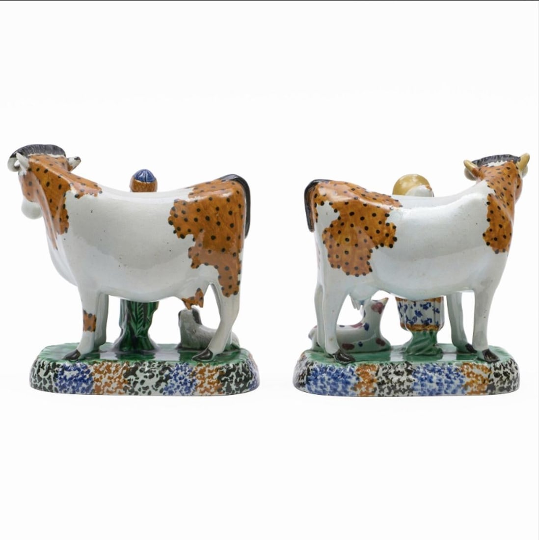 Yorkshire Prattware Figures of Cows With Attendants - 2