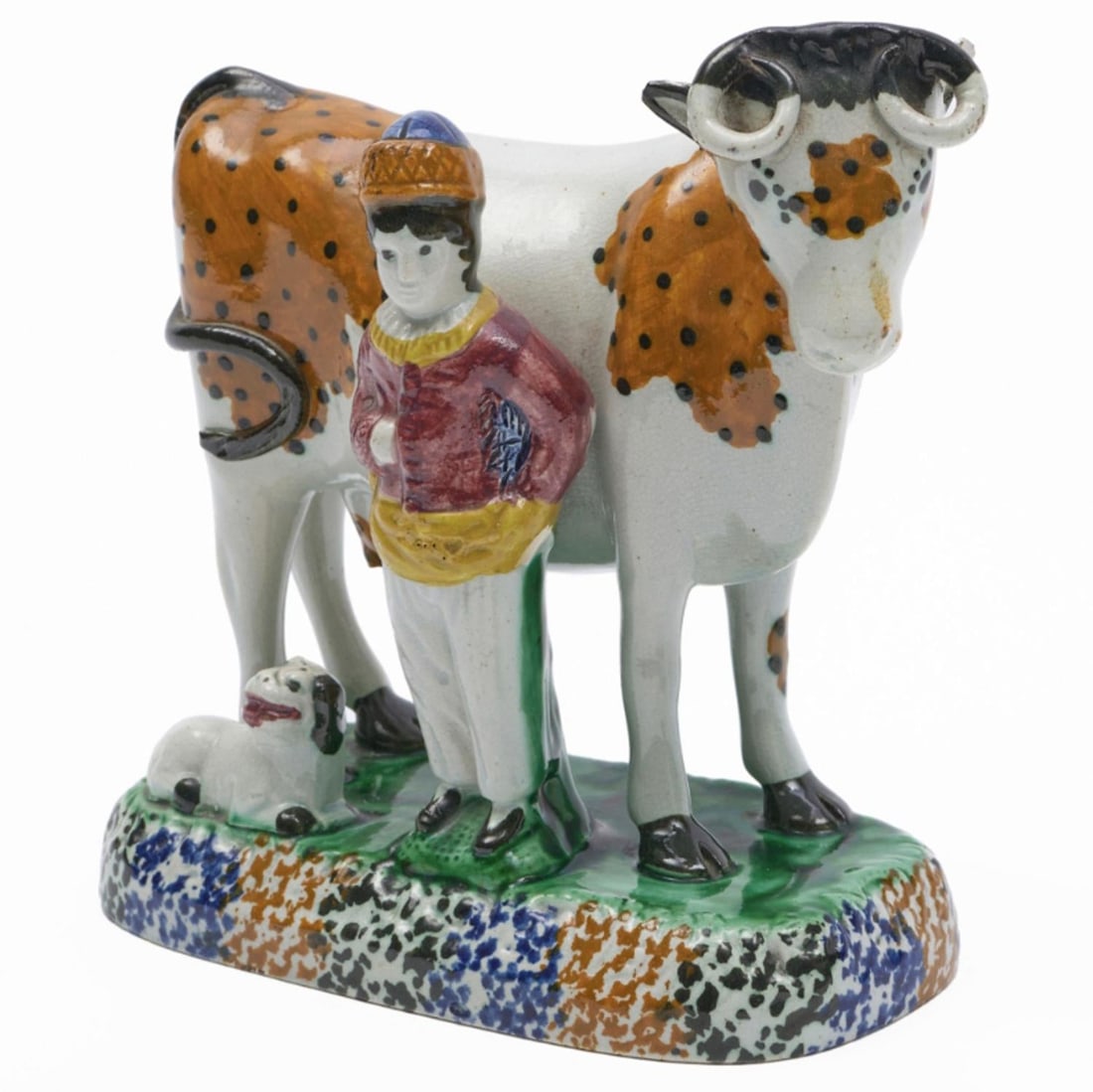 Yorkshire Prattware Figures of Cows With Attendants - 9