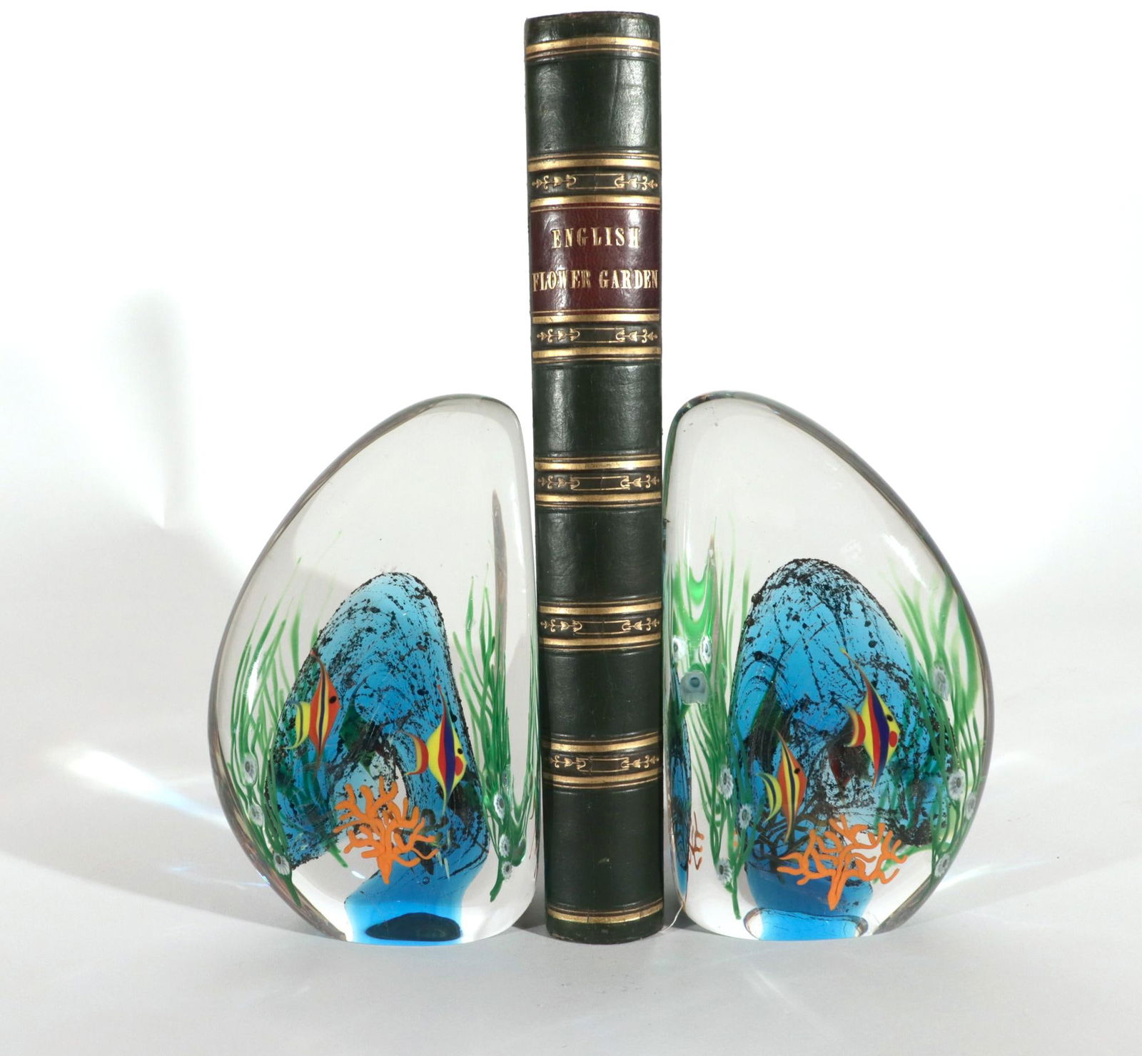 Art Glass Zellique Studios Coral Reef Blown and Molded Aquarium Bookends - 6