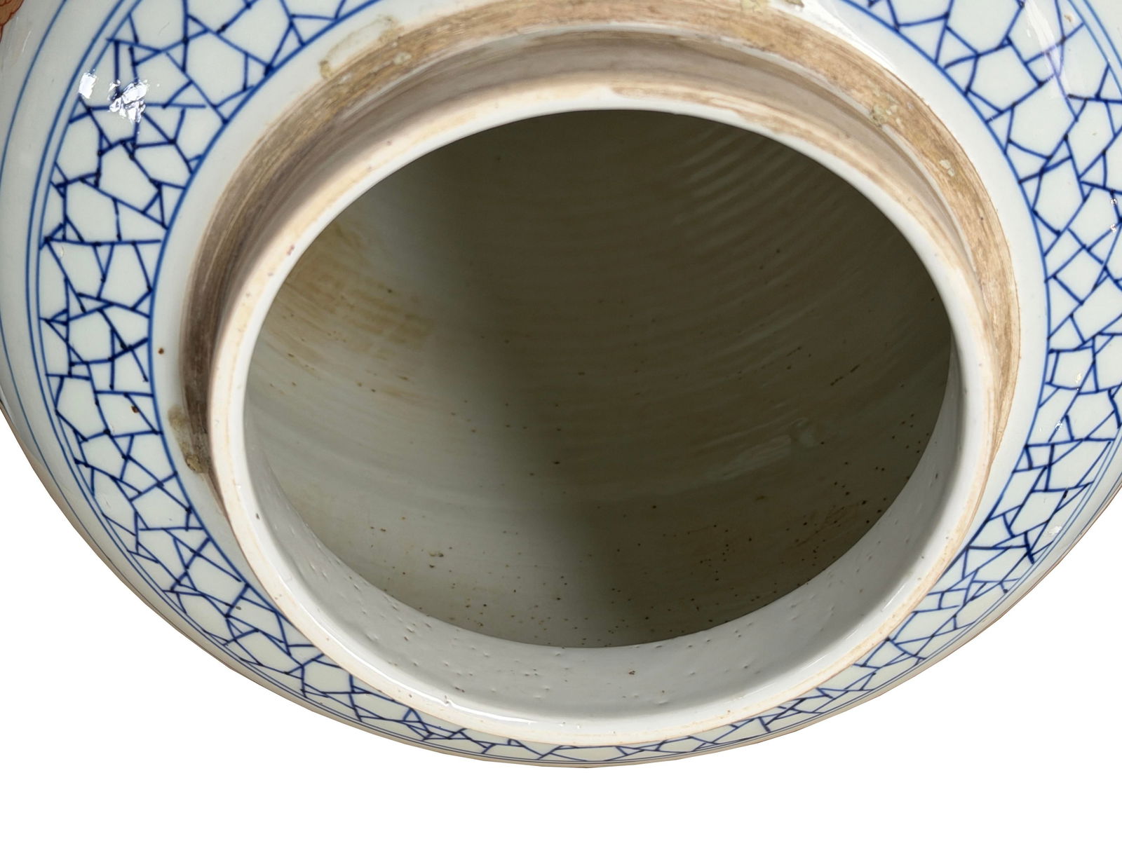 Oriental Color Family Gathering Graphic White Base Porcelain Jar - 6