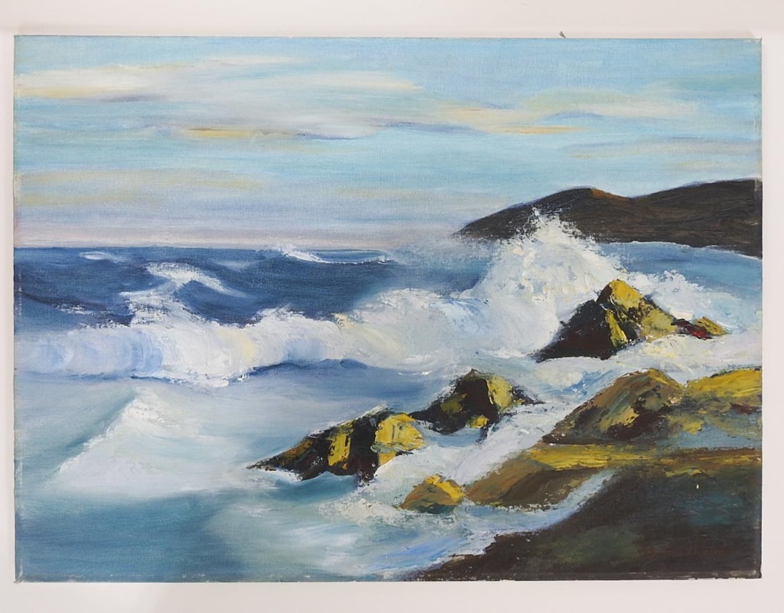 Mid 20th Century Rocky Seascape Painting - 6