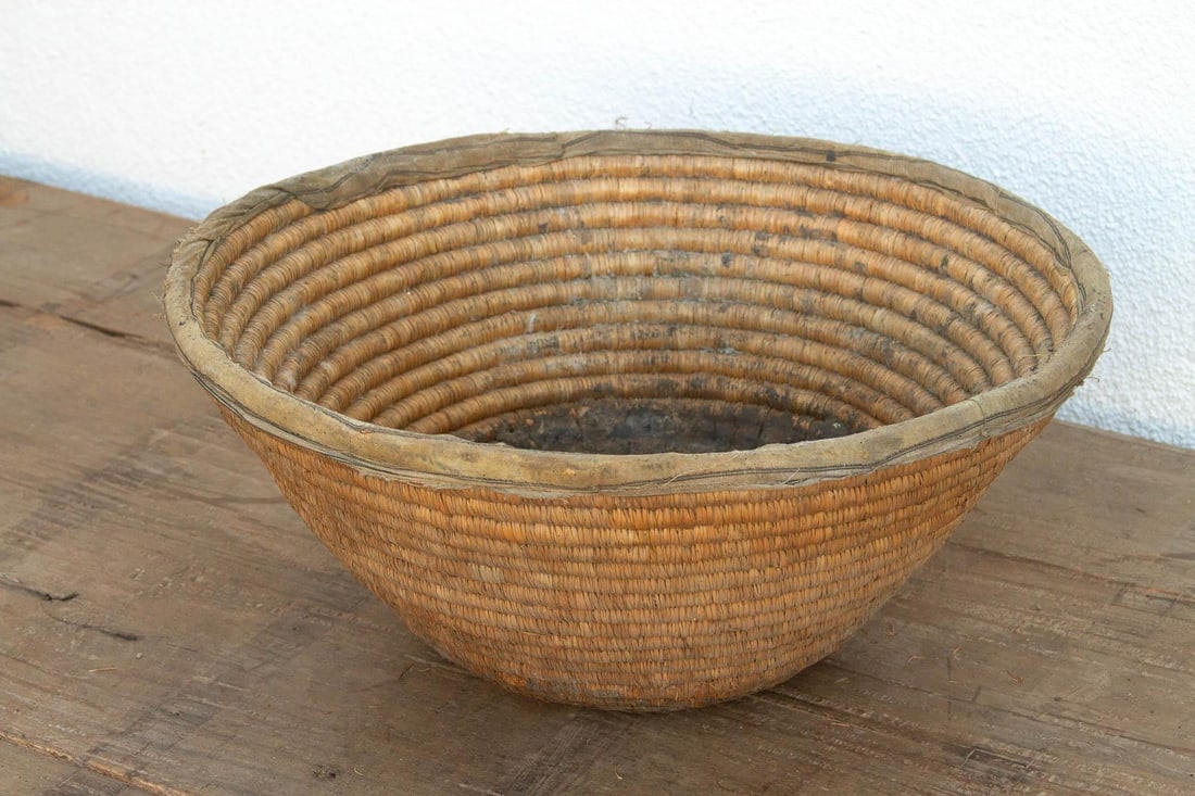 Antique Coiled Woven Harvest Basket - 3