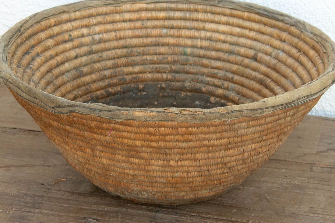 Antique Coiled Woven Harvest Basket - 5